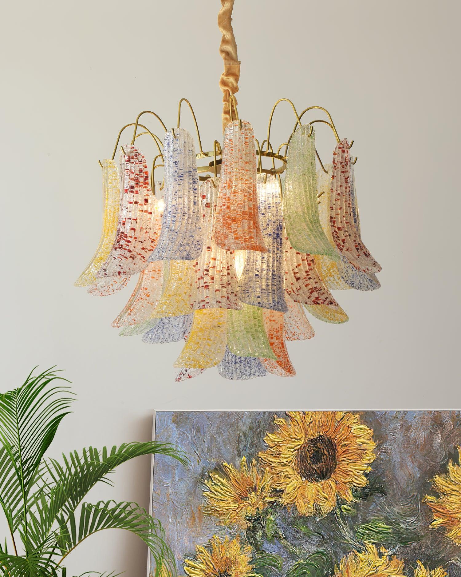 Chandelier Glass Petals Frame Colorful Artistic Ambience - Letslighting