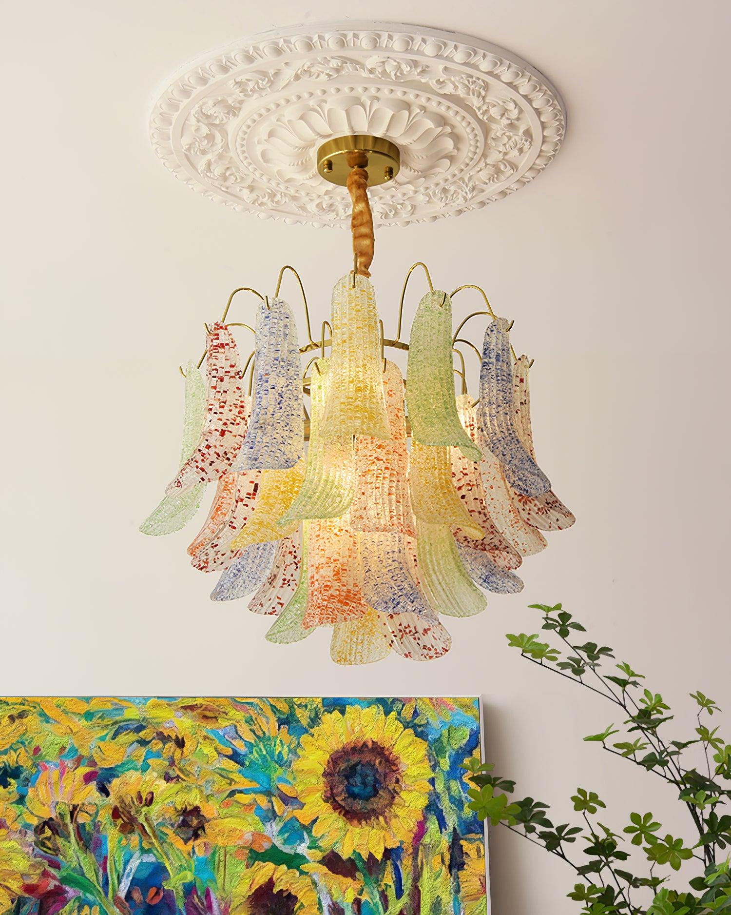 Chandelier Glass Petals Frame Colorful Artistic Ambience - Letslighting