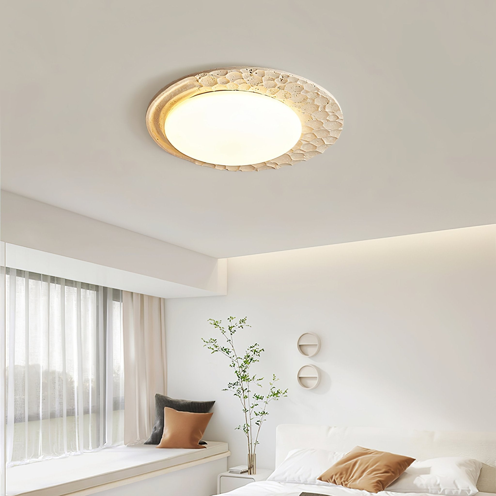 Ivsoris Textured Travertine Ceiling Light - Letslighting