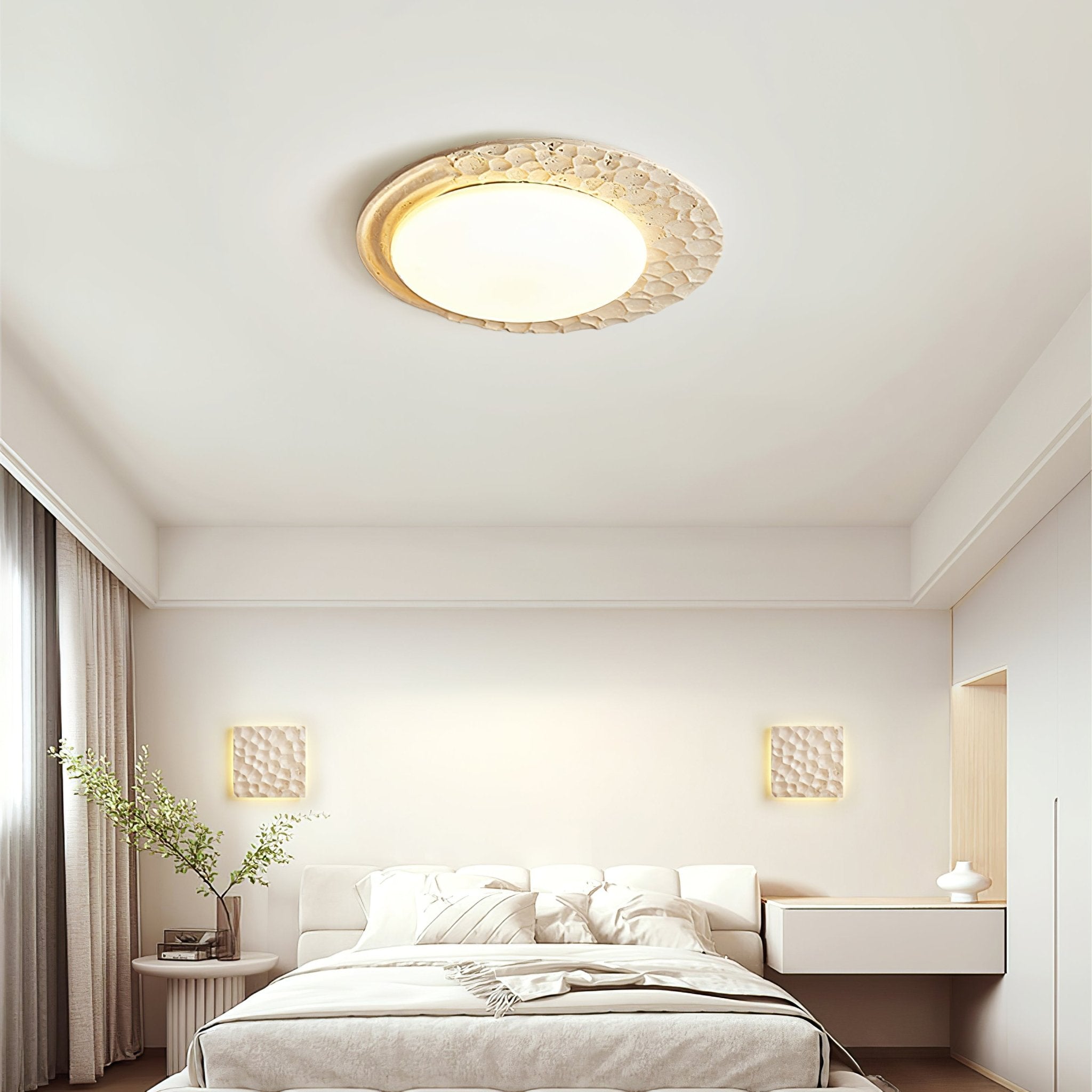 Ivsoris Textured Travertine Ceiling Light - Letslighting