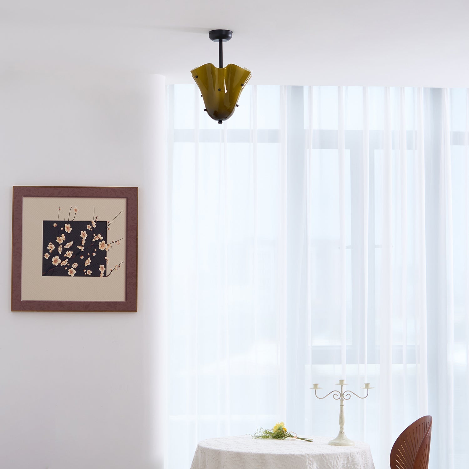 Eldis Murano Glass Semi Flush Ceiling Lamp - Letslighting