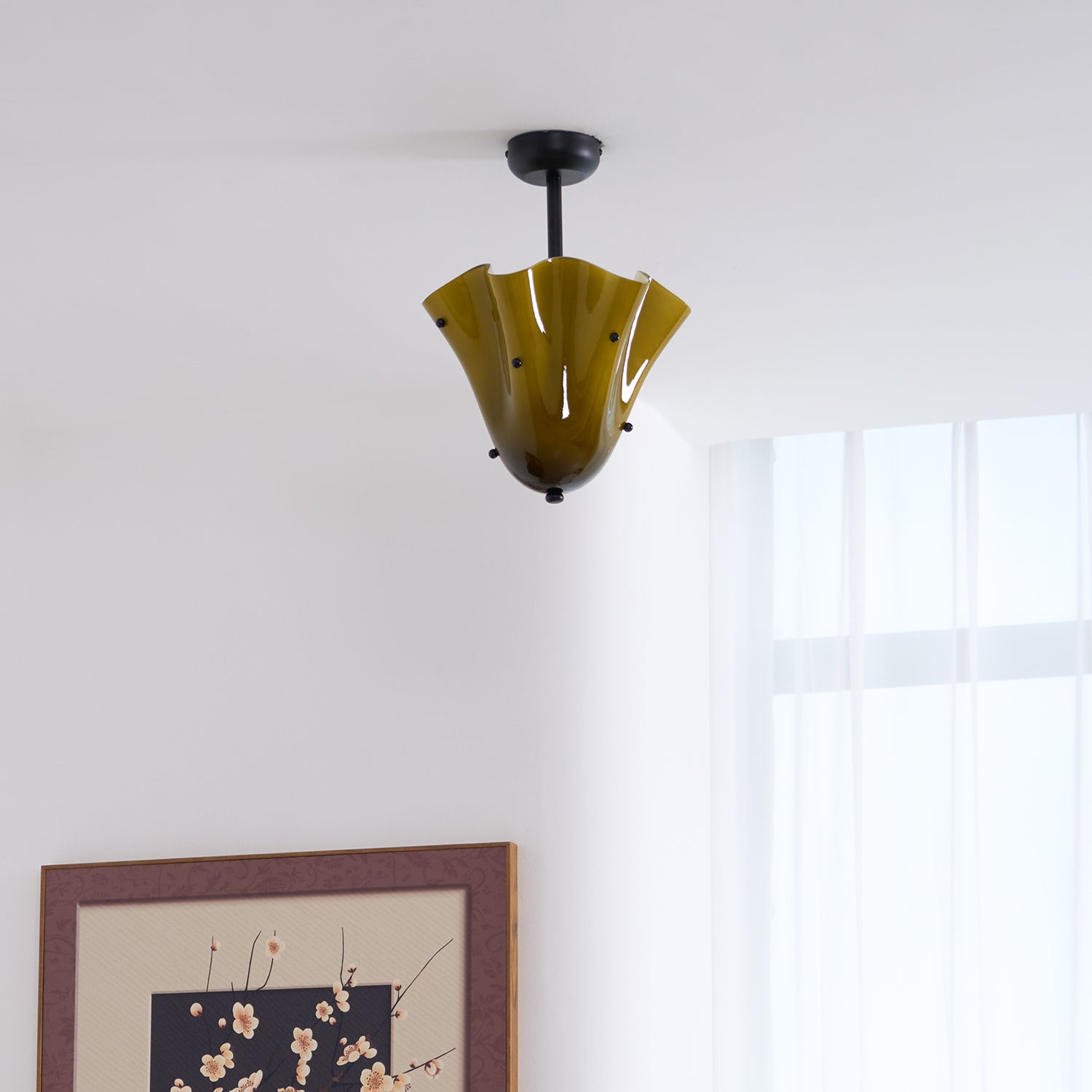 Eldis Murano Glass Semi Flush Ceiling Lamp - Letslighting