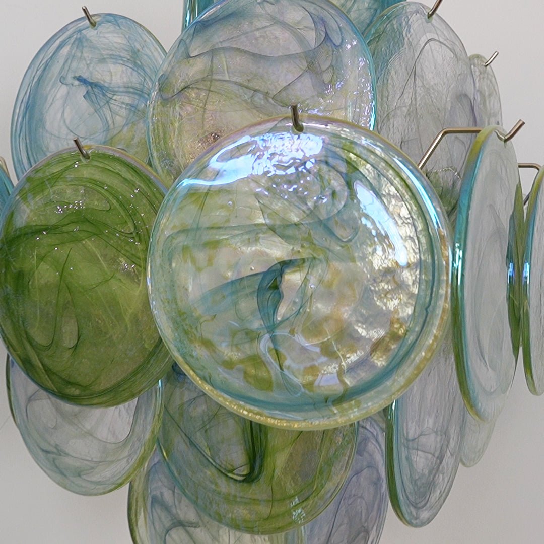 Aurora Chandelier Green Murano Glass Disc Nature - Blowlighting