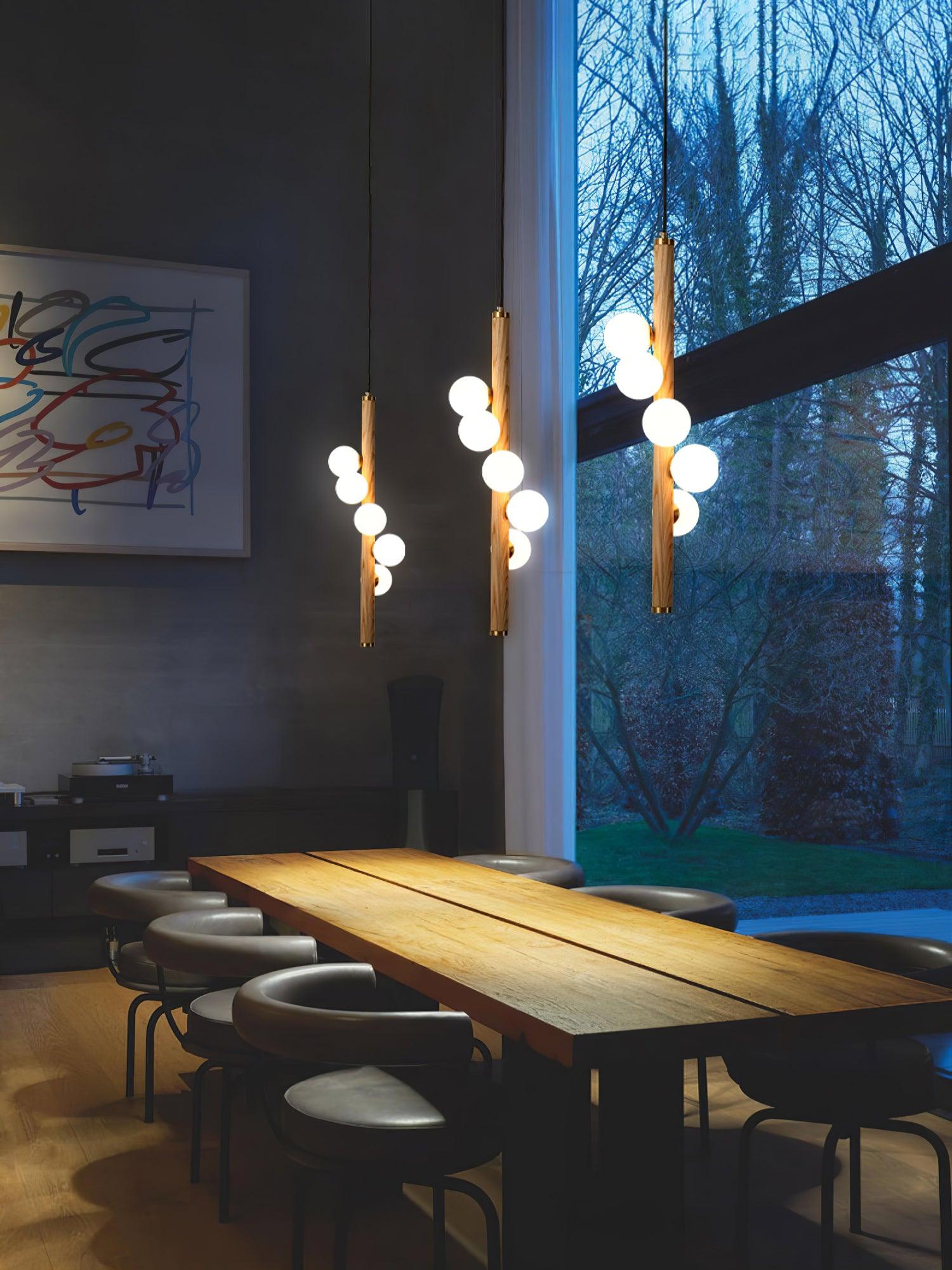 Vertical Orb Timber Pendant Lamp - Blowlighting
