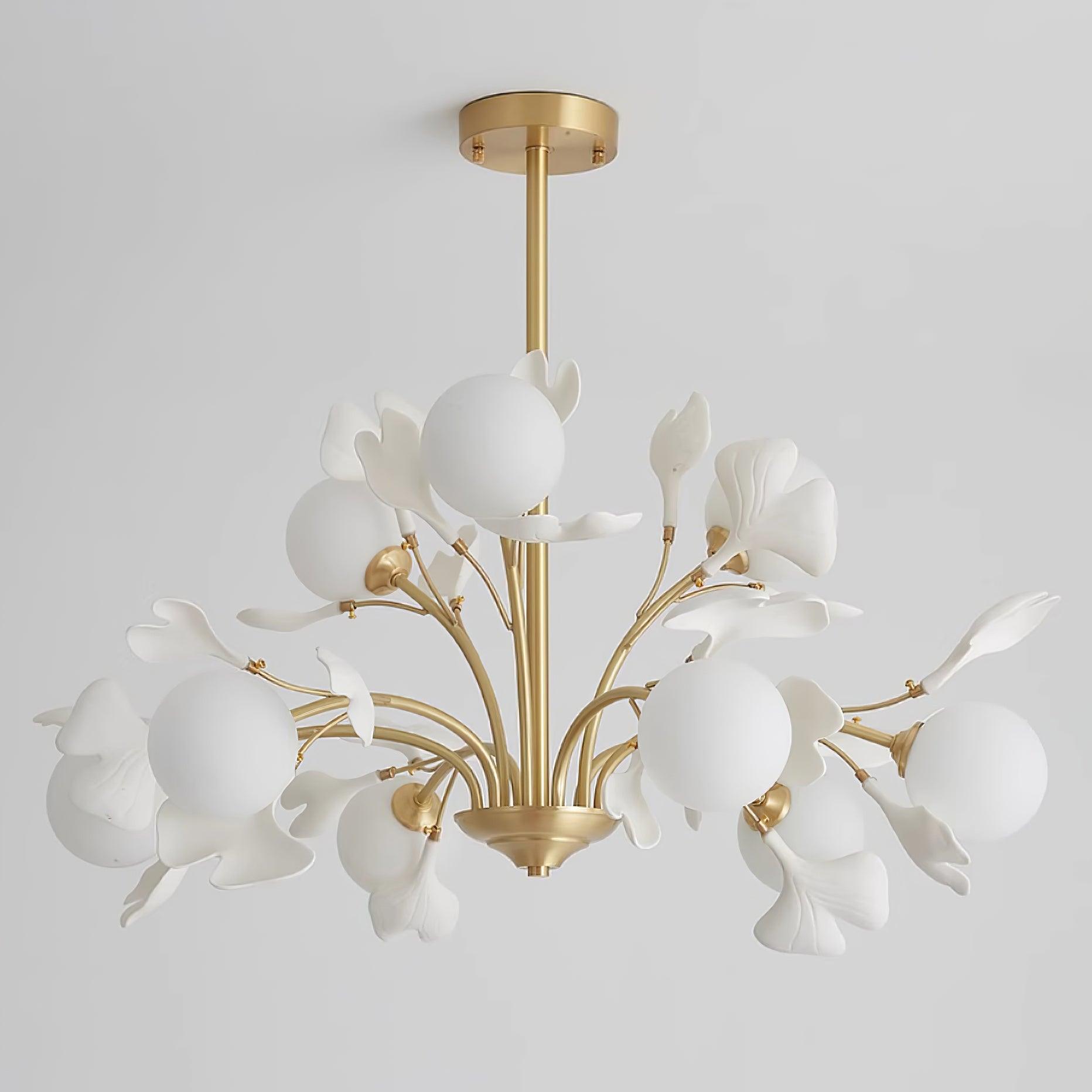 Ginkgo Leaf Chandelier with Frosted Glass Globes - Letslighting