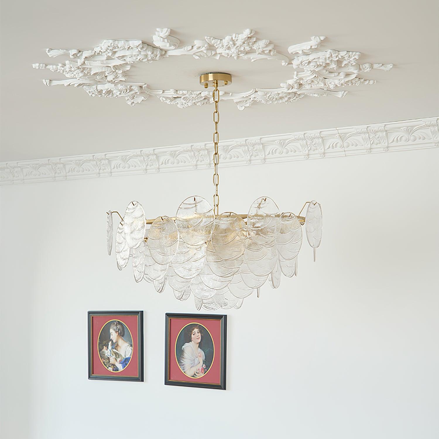 Chandelier Glass Discs Frame Gold Finish Victorian - Letslighting
