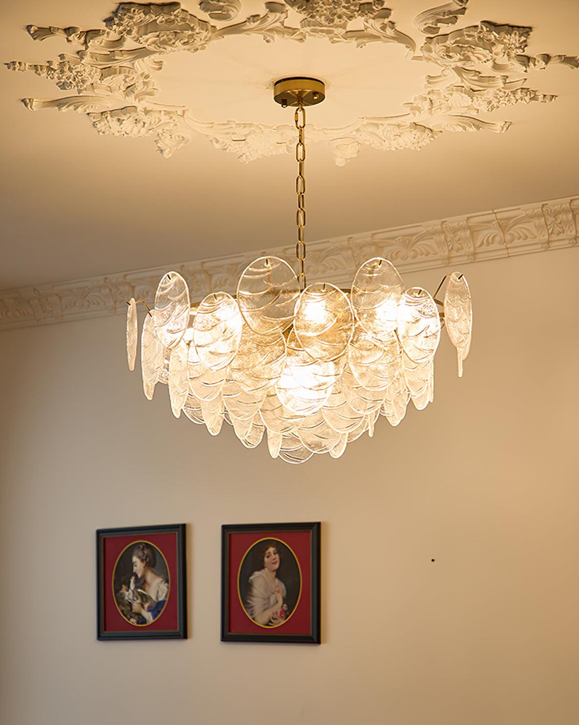 Chandelier Glass Discs Frame Gold Finish Victorian - Letslighting