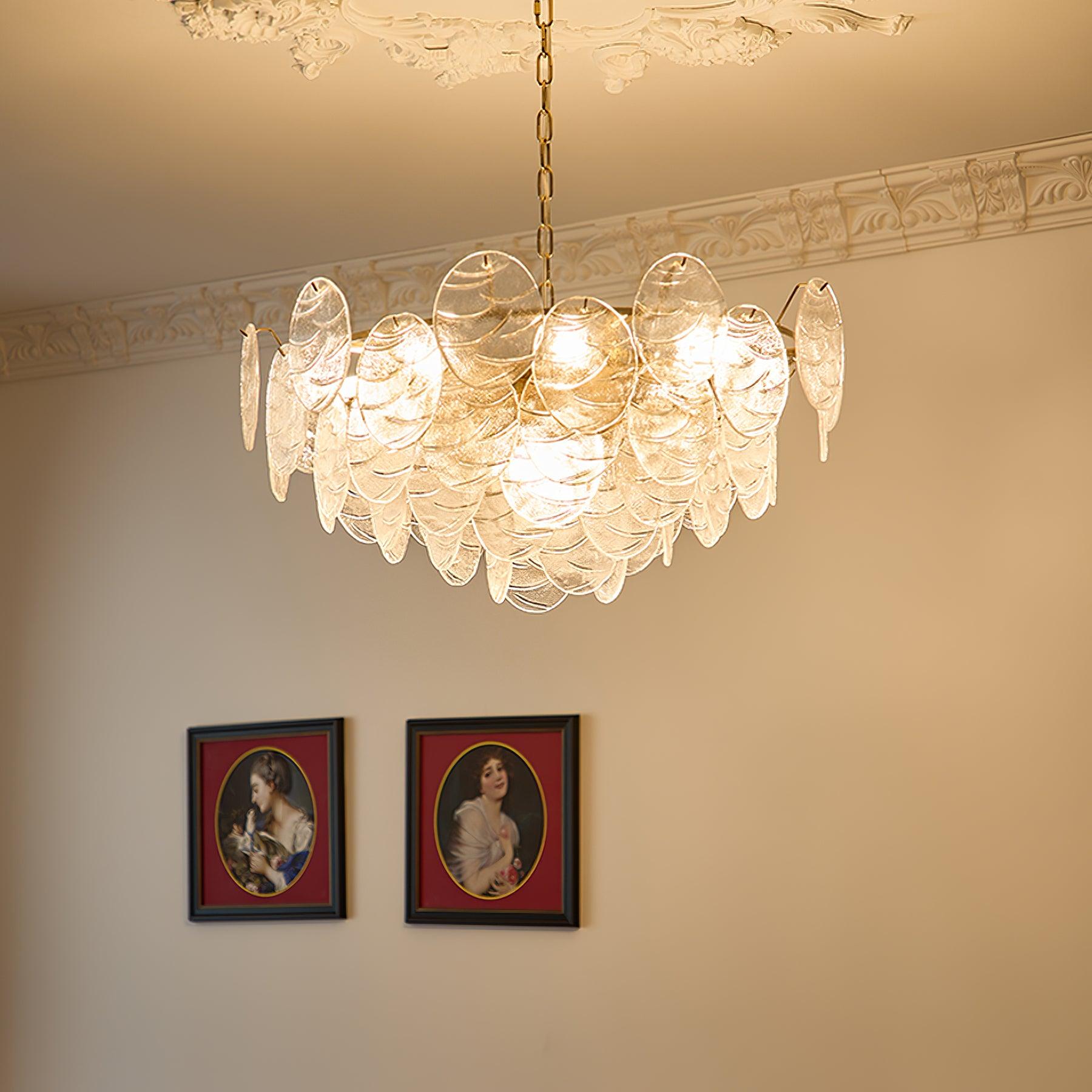 Chandelier Glass Discs Frame Gold Finish Victorian - Letslighting