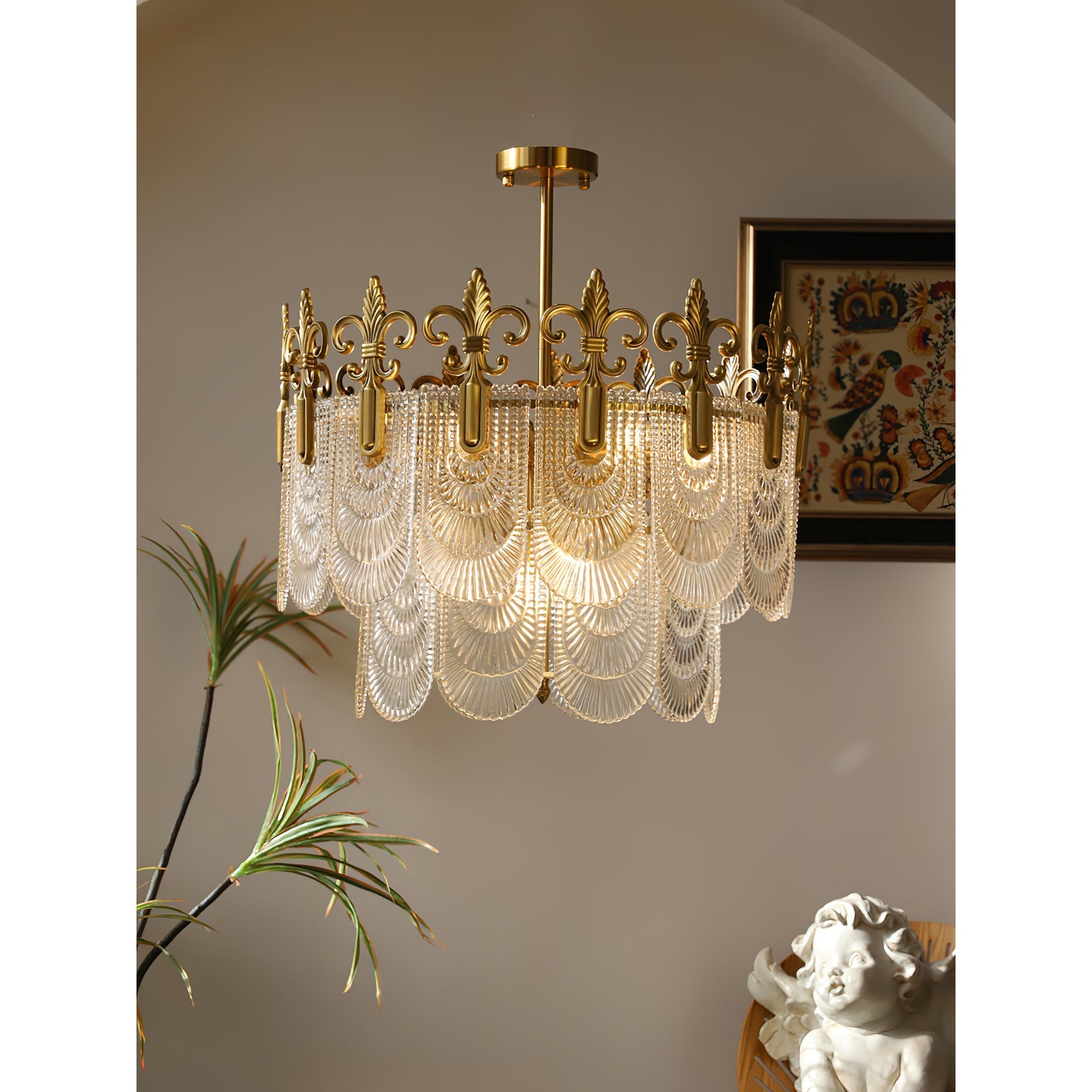 Cashaor Postmodern Luxury Brass Glass Chandelier - Lamp Copper