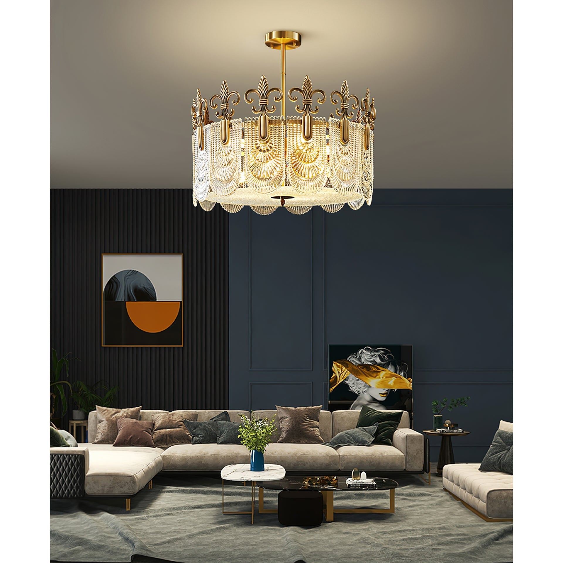 Cashaor Postmodern Luxury Brass Glass Chandelier - Lamp Copper
