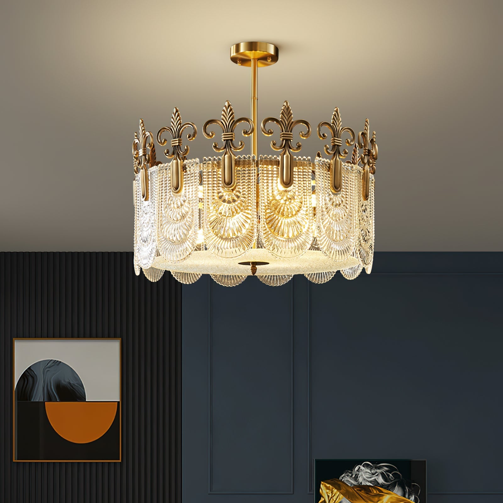 Cashaor Postmodern Luxury Brass Glass Chandelier - Lamp Copper