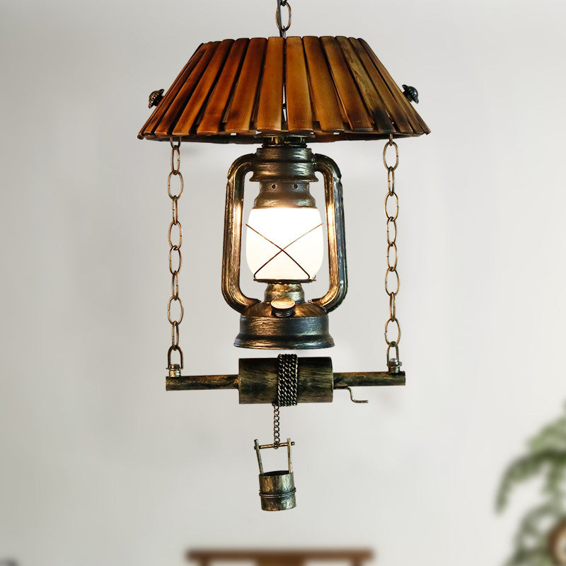 Silva Vintage LED Suspension Design Bambou Chambre À Coucher