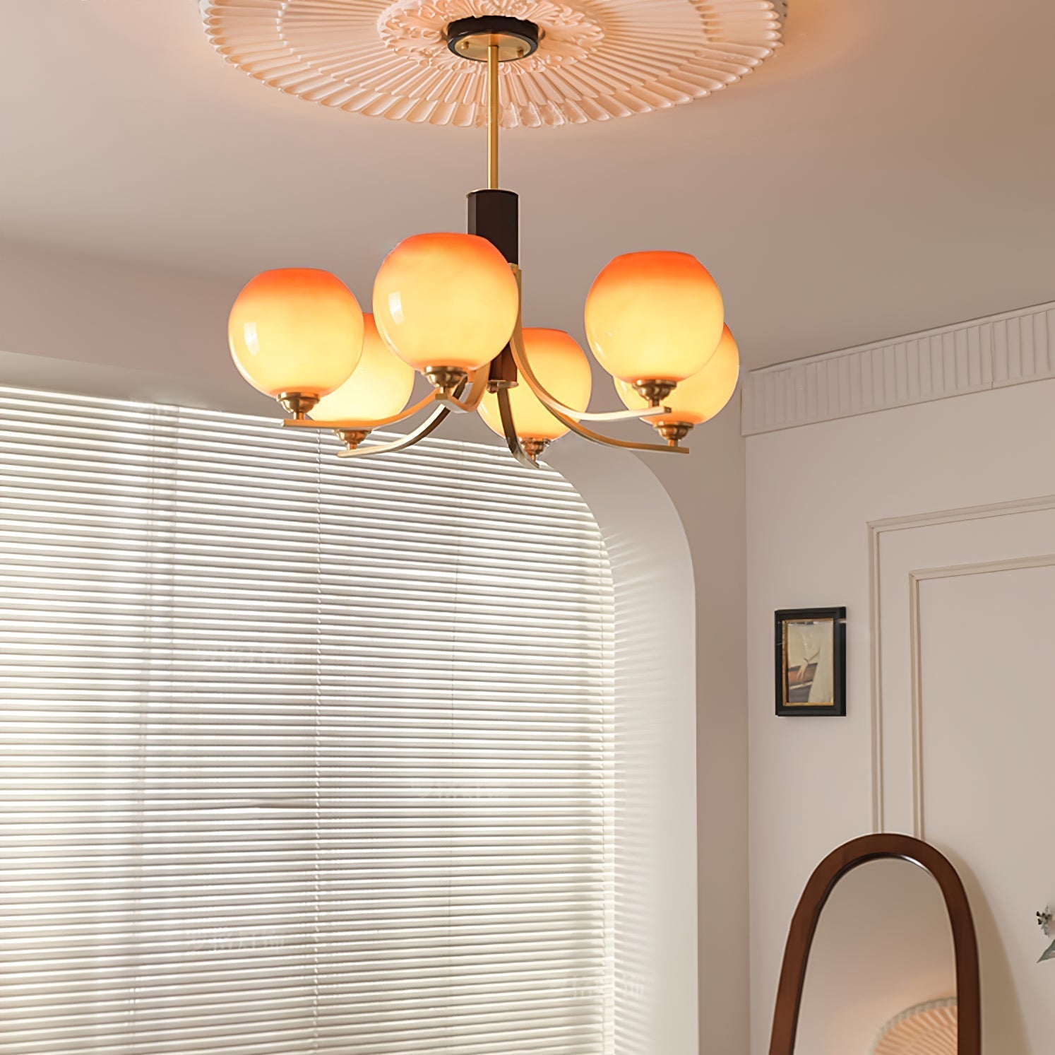 Aurora Chandelier Vintage Caramel Globe - Blowlighting