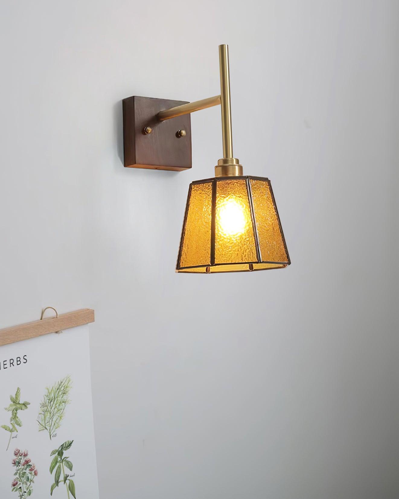 Vintage Wall Lamp Moir Amber Glass - Letslighting