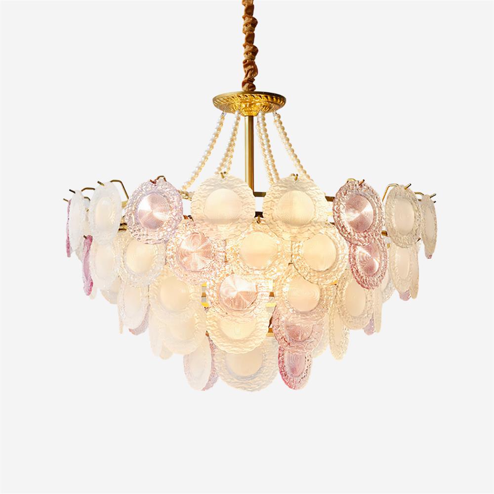 Violaire Chandelier with Blush Pink & Clear Discs - Letslighting