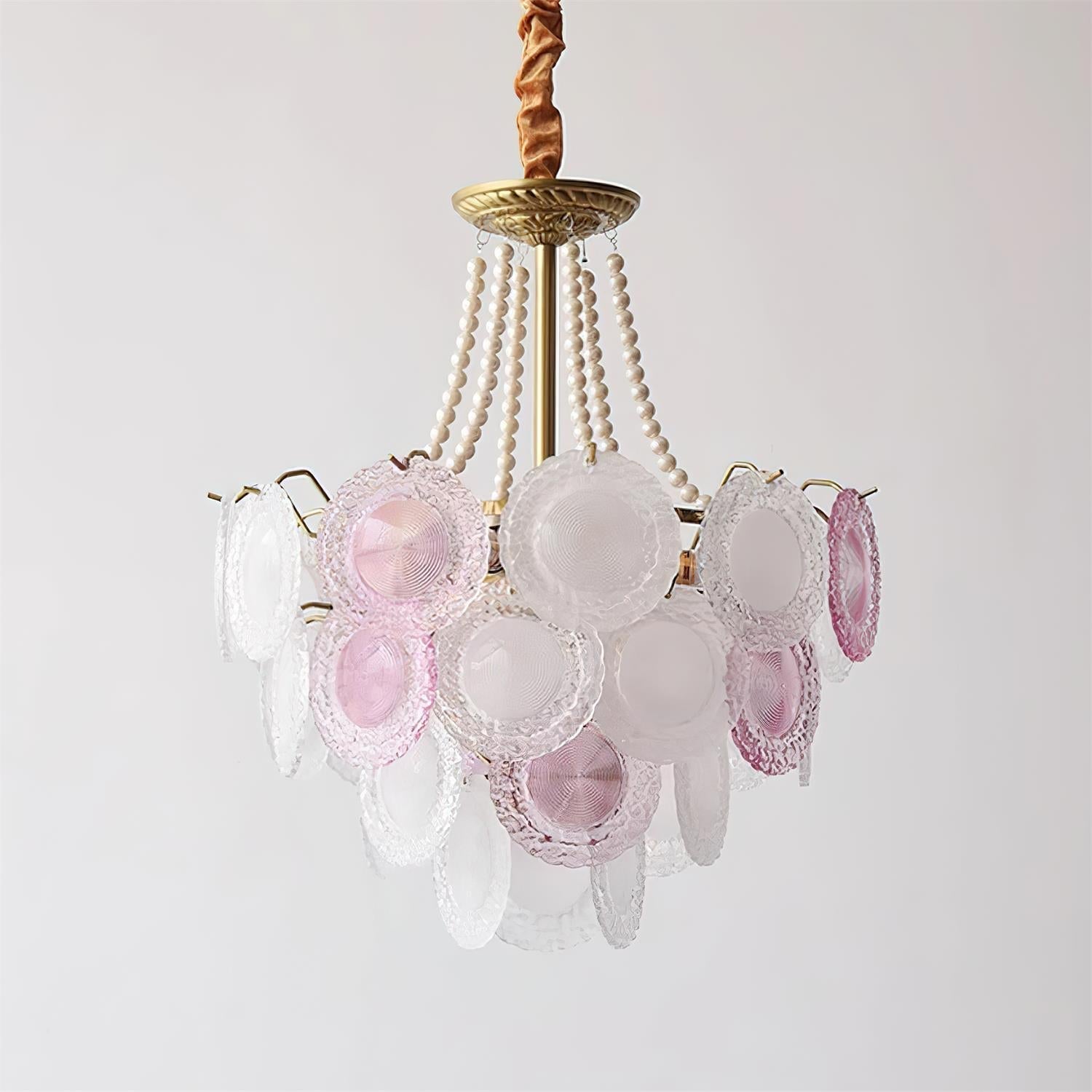 Violaire Chandelier with Blush Pink & Clear Discs - Letslighting