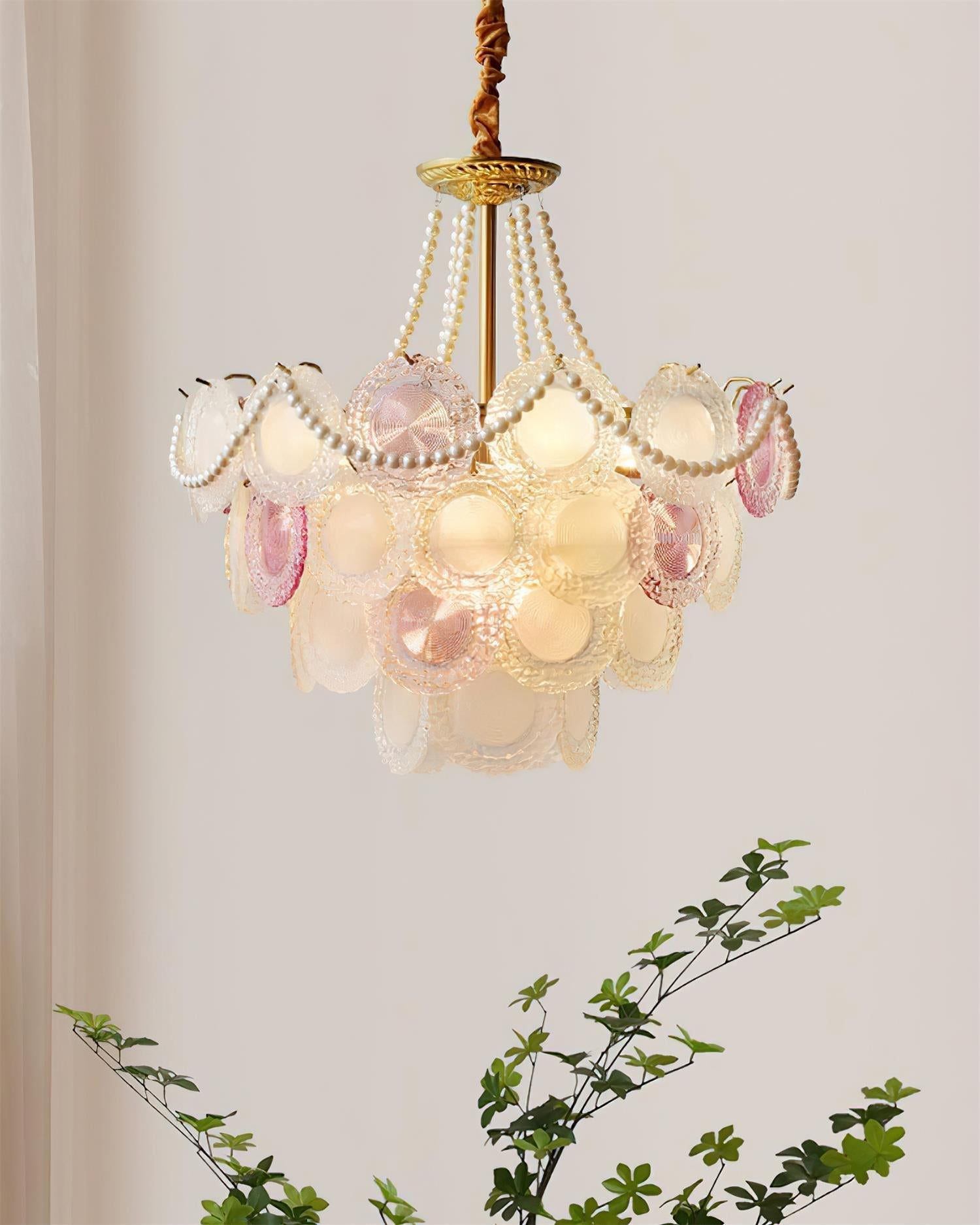 Violaire Chandelier with Blush Pink & Clear Discs - Letslighting