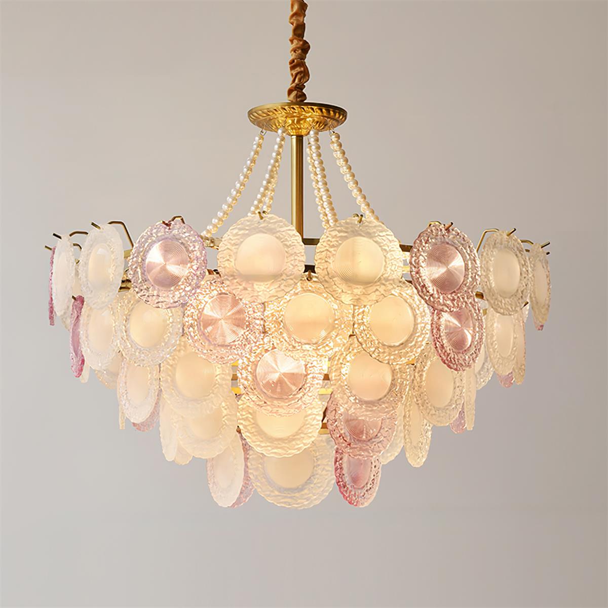 Violaire Chandelier with Blush Pink & Clear Discs - Letslighting