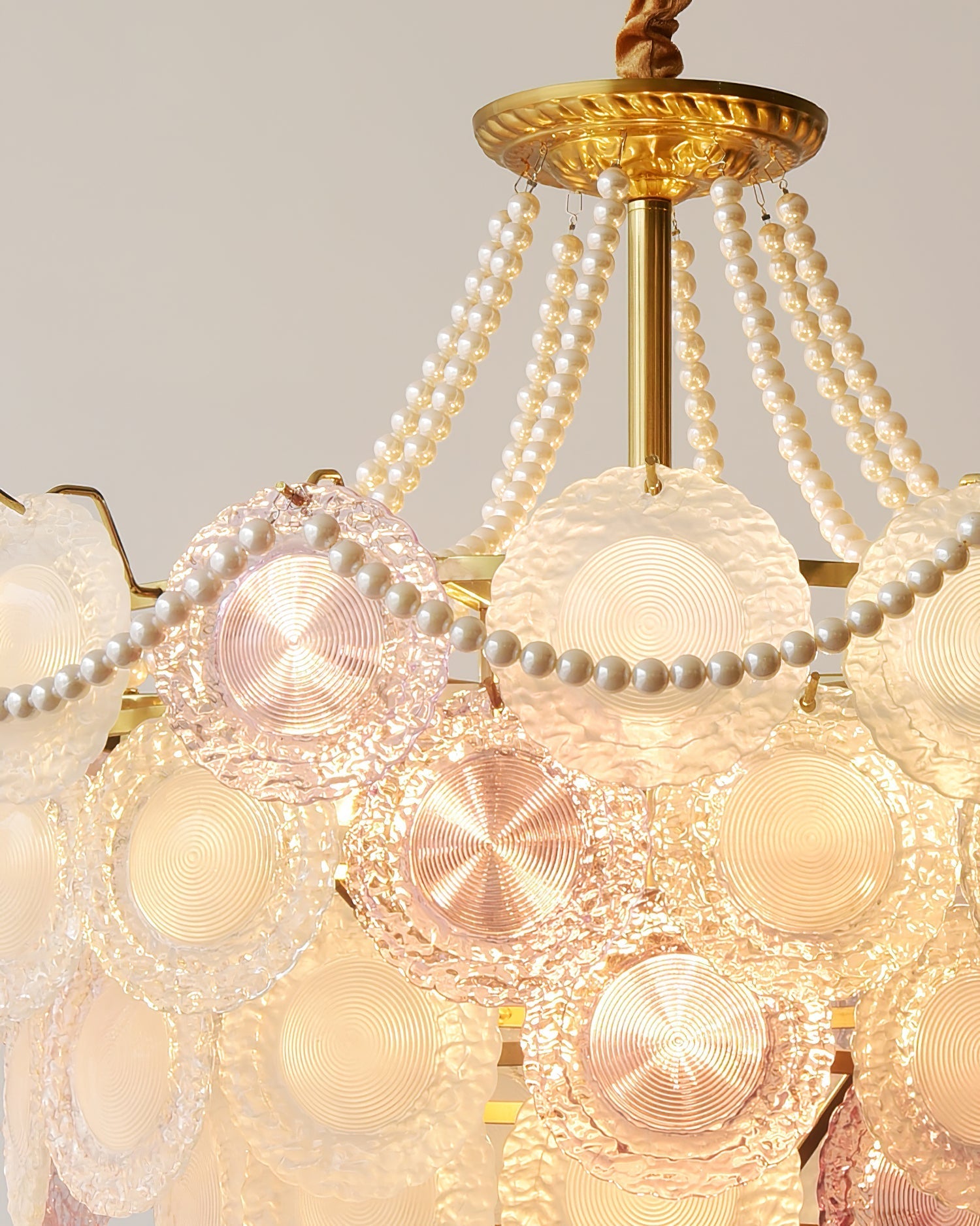 Violaire Chandelier with Blush Pink & Clear Discs - Letslighting