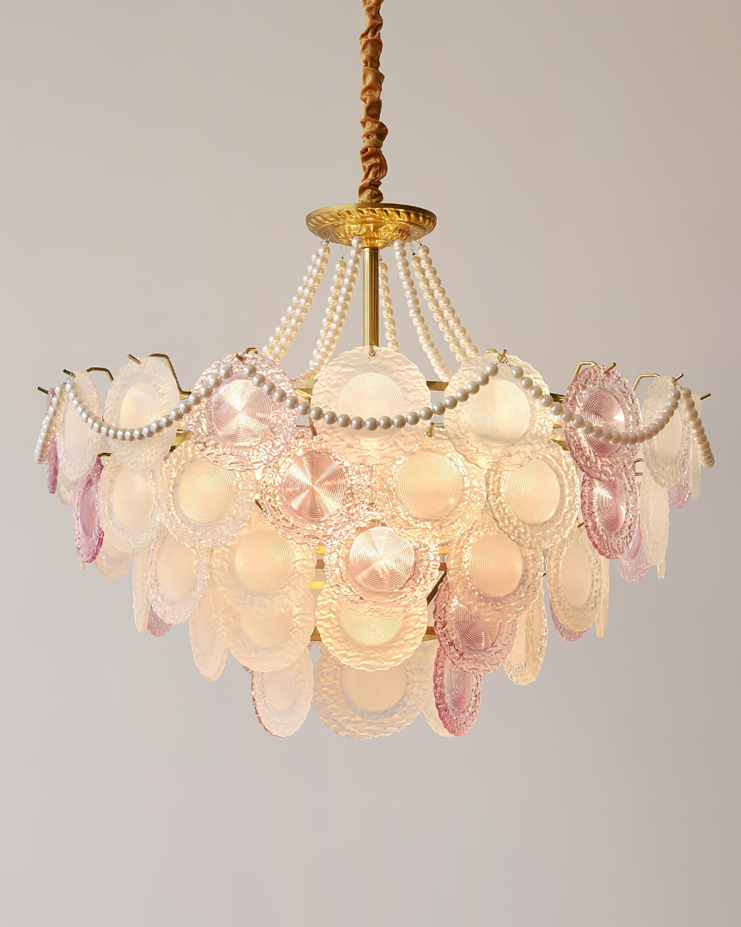 Violaire Chandelier with Blush Pink & Clear Discs - Letslighting
