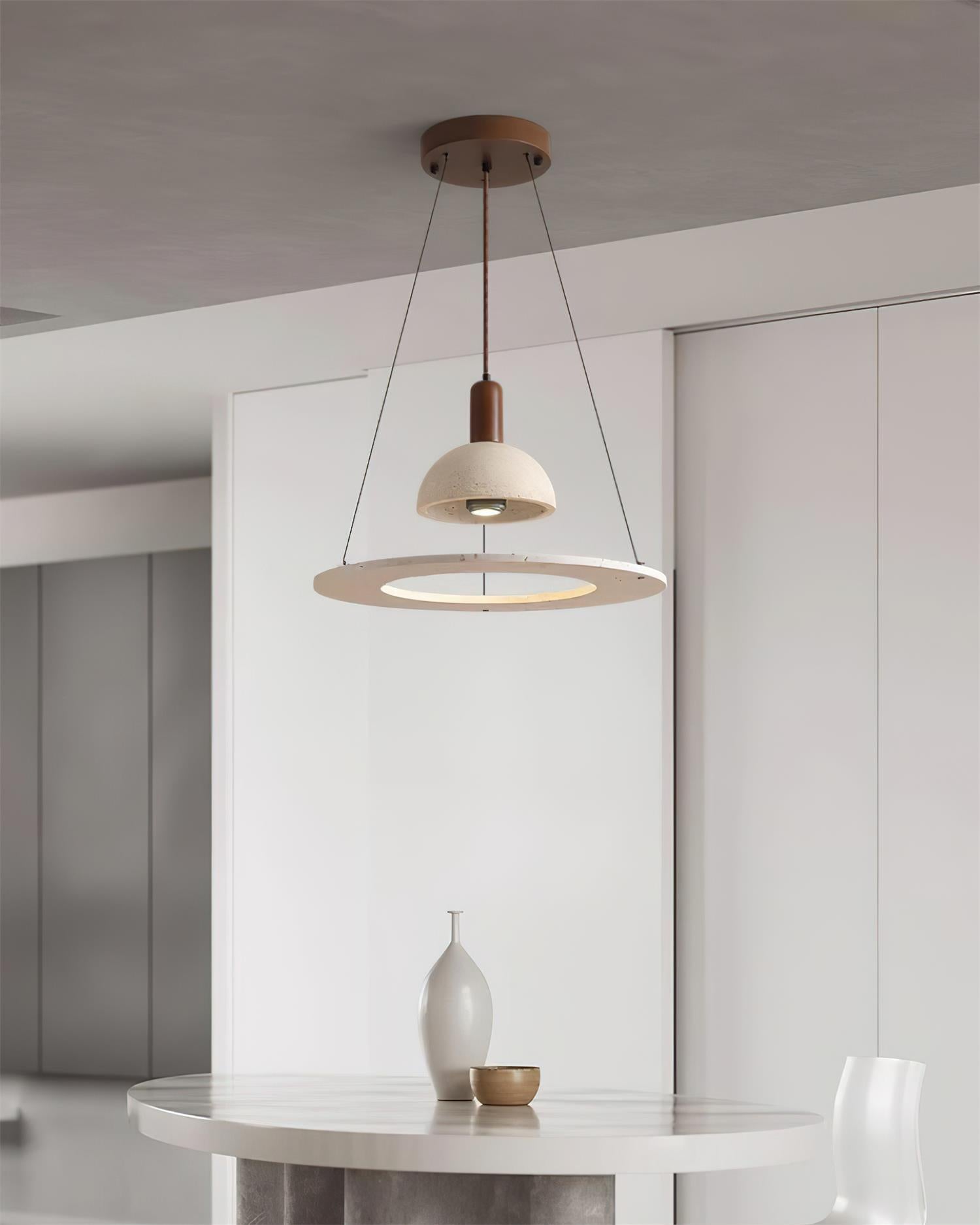Ritta Travertine Dome & Ring Pendant Lamp - Letslighting