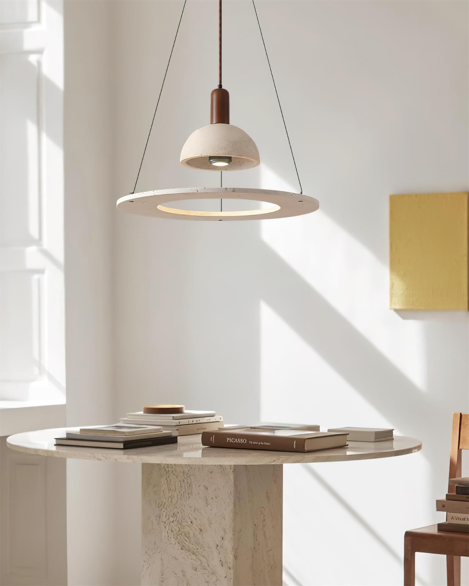 Ritta Travertine Dome & Ring Pendant Lamp - Letslighting