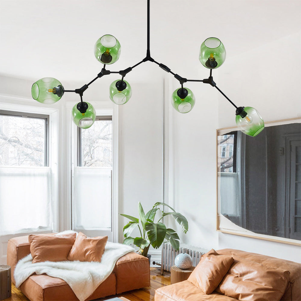Valentina Suspension Nordique, Verre, Noir/Or, Salon