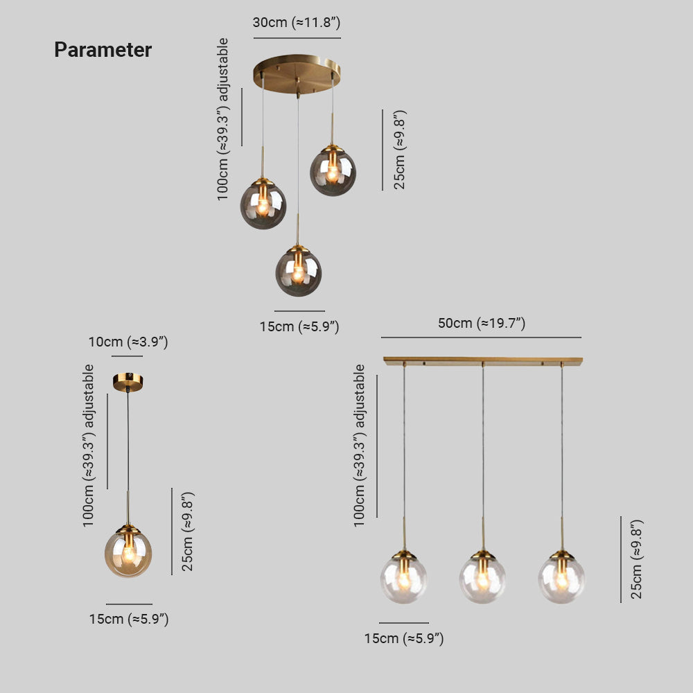 Valentina Luminaires Suspension Verre Transparent Ambre