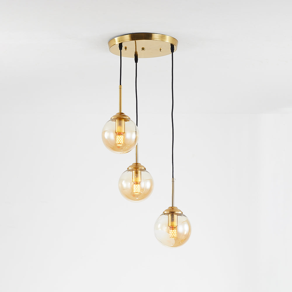 Valentina Luminaires Suspension Verre Transparent Ambre