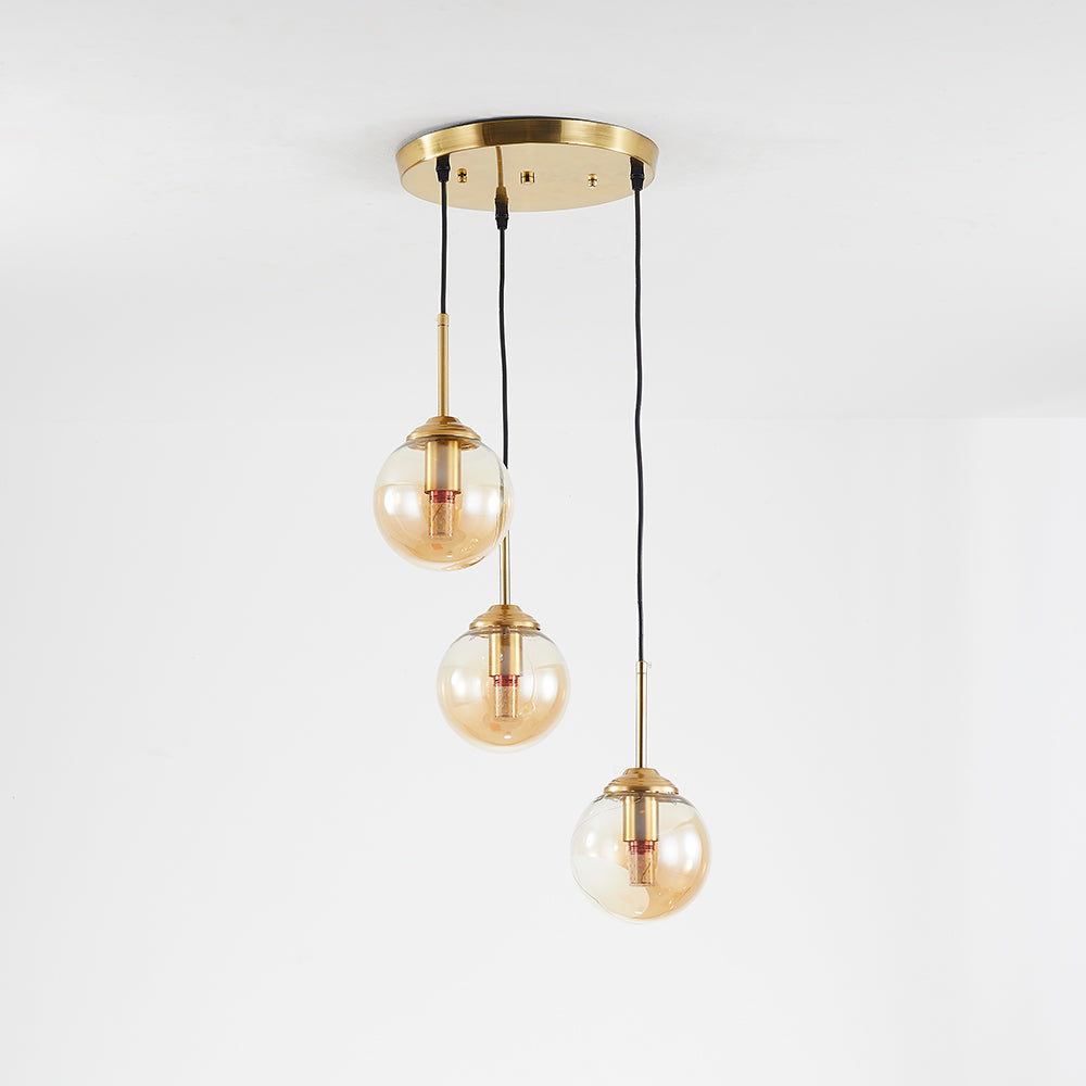 Valentina Luminaires Suspension Verre Transparent Ambre
