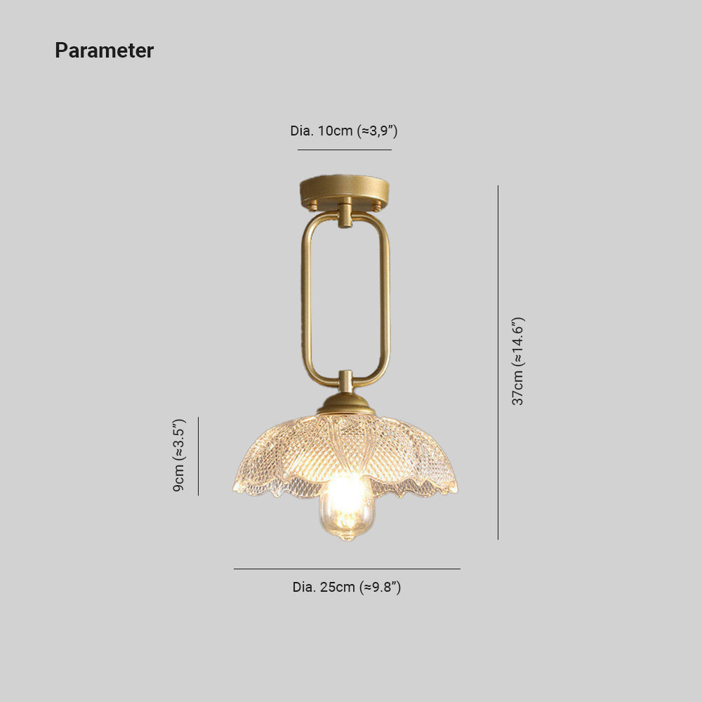 Arisha Plafonnier Fleur Moderne, Métal/Verre, Doré, Salon