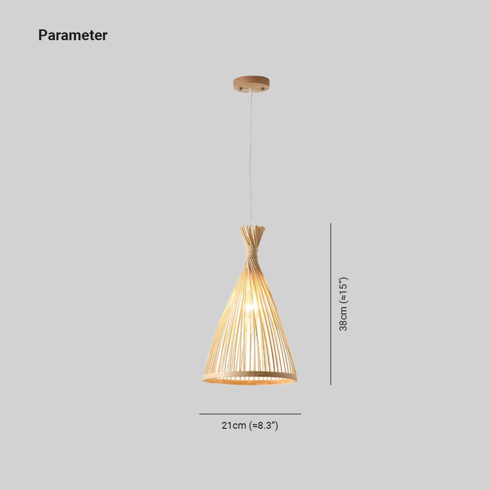 Ritta Suspension Cône Vintage, Bambo, Bois, Salon