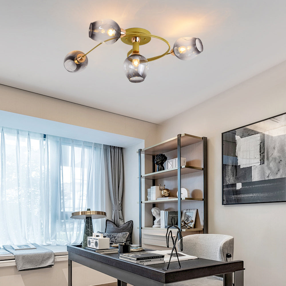 Valentina Plafonnier Fleur Vintage, Verre/Métal, Salon