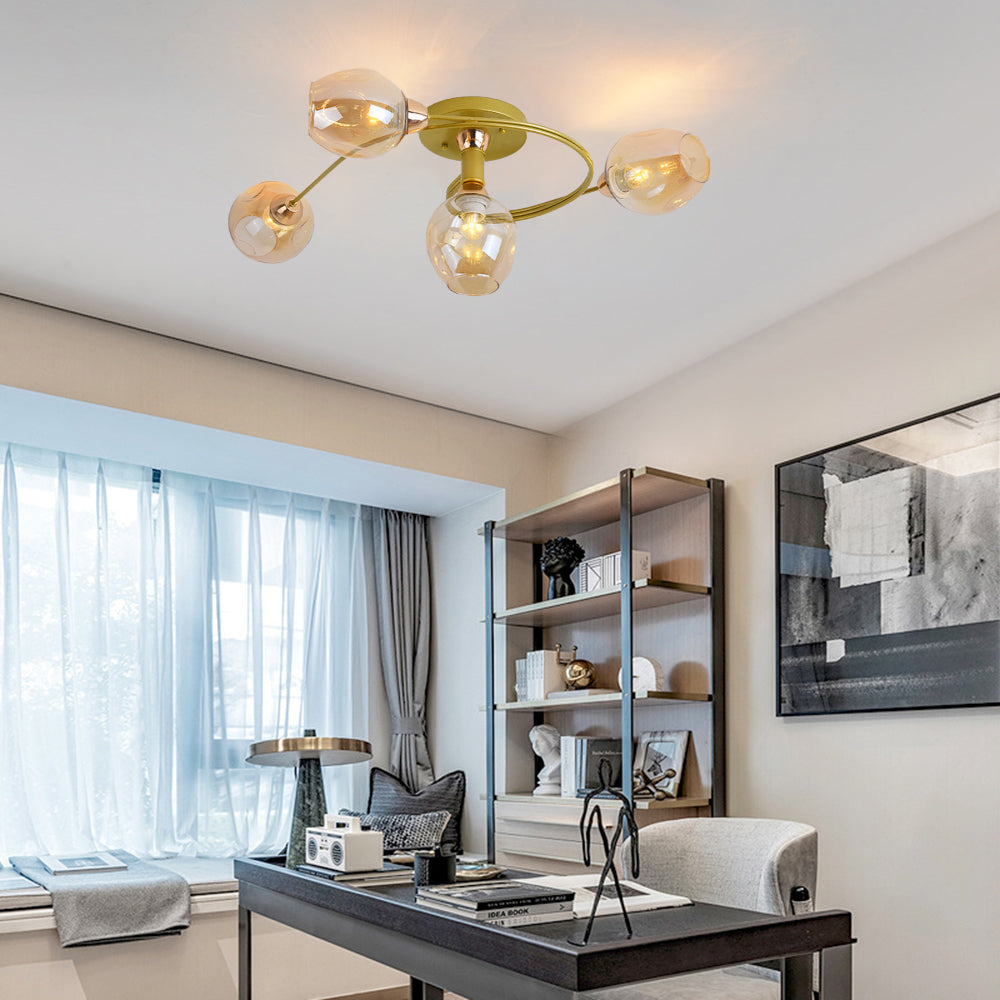 Valentina Plafonnier Fleur Vintage, Verre/Métal, Salon