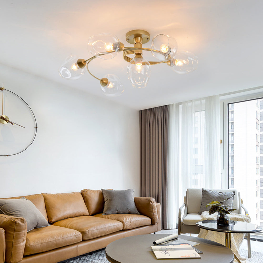 Valentina Plafonnier Fleur Vintage, Verre/Métal, Salon