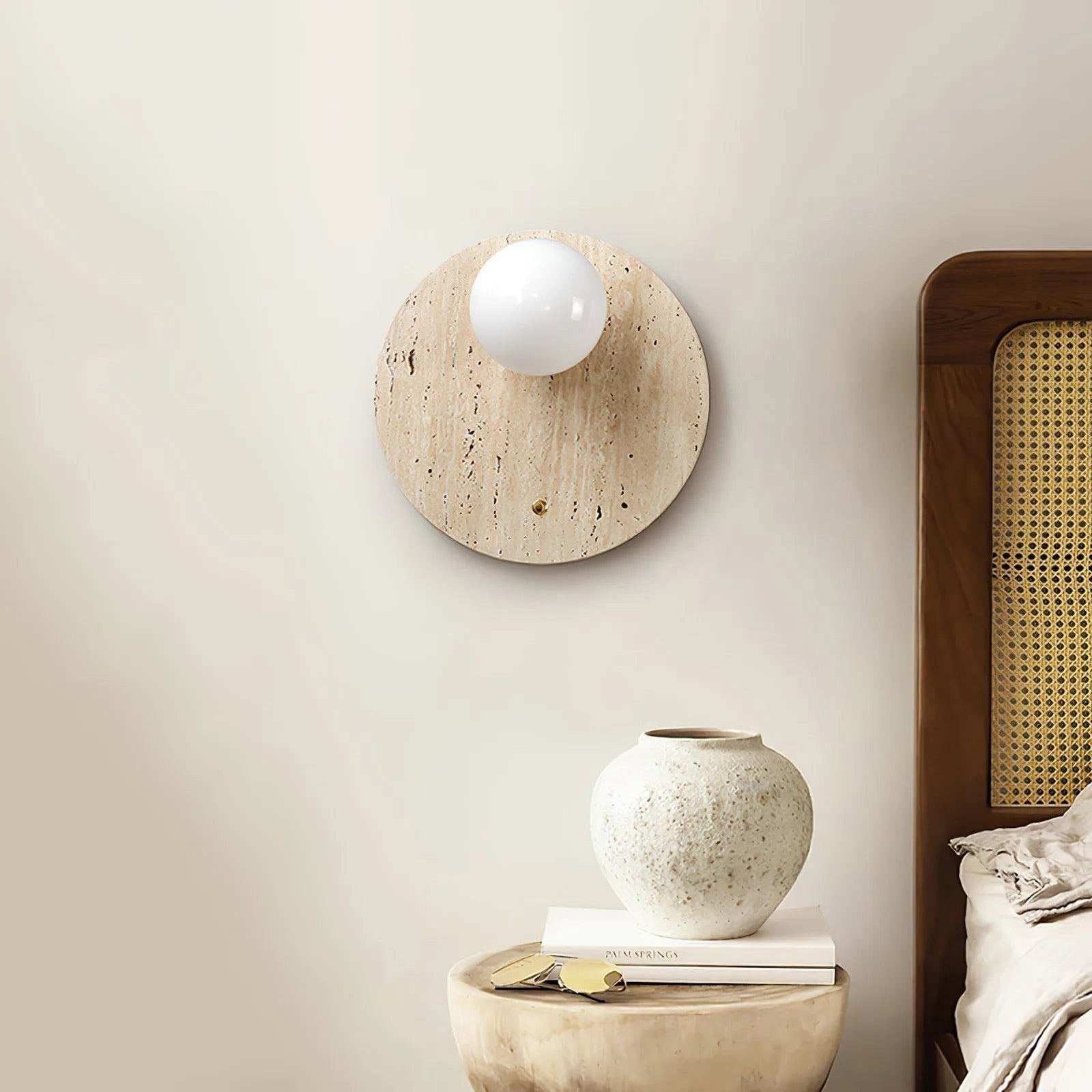 Alcareth Modern Minimalist Wabi Travertine Wall Lamp - Lamp Copper