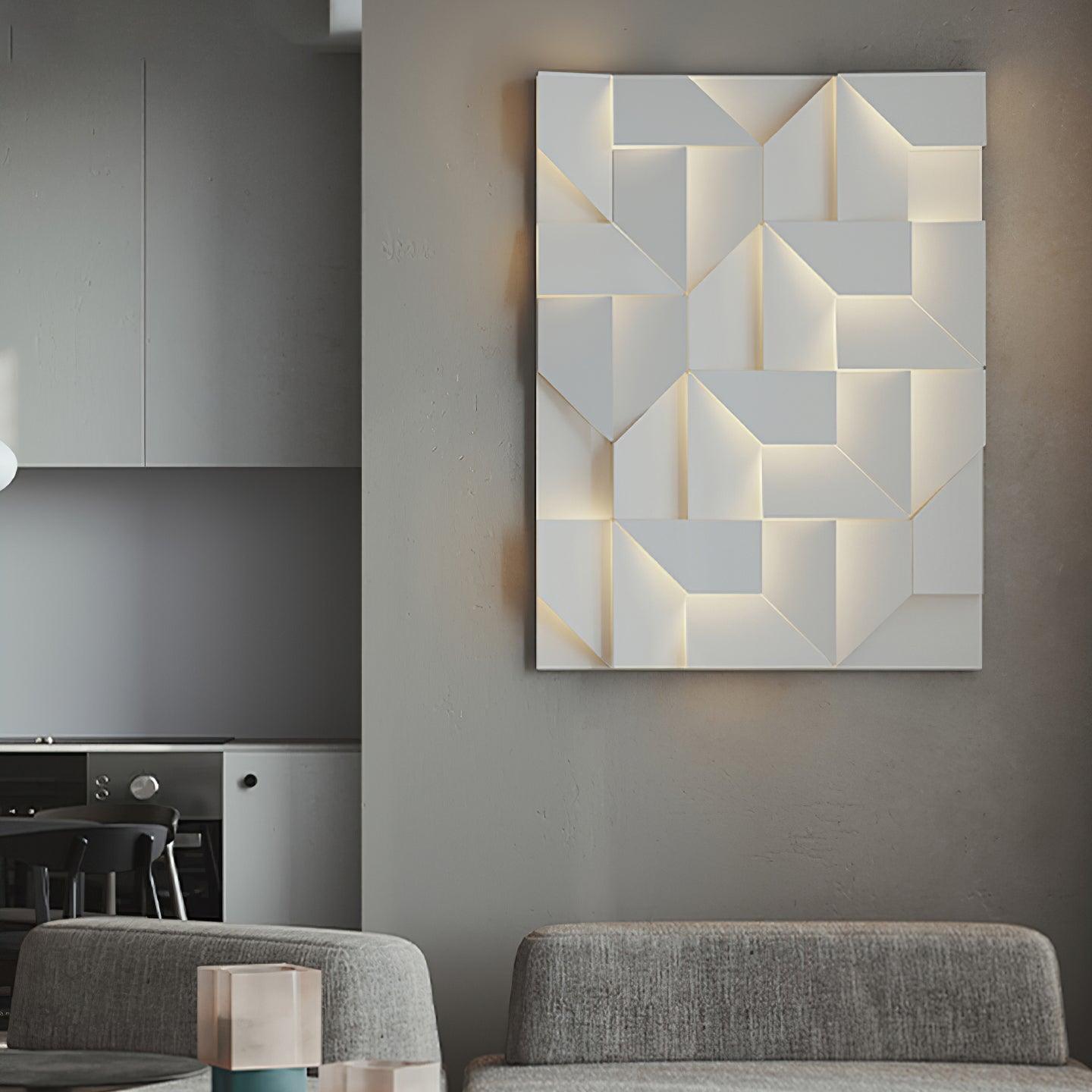 Wall Lamp 3D Geometric Panels Layered Light Art Remote Dimming Modern - Letslighting