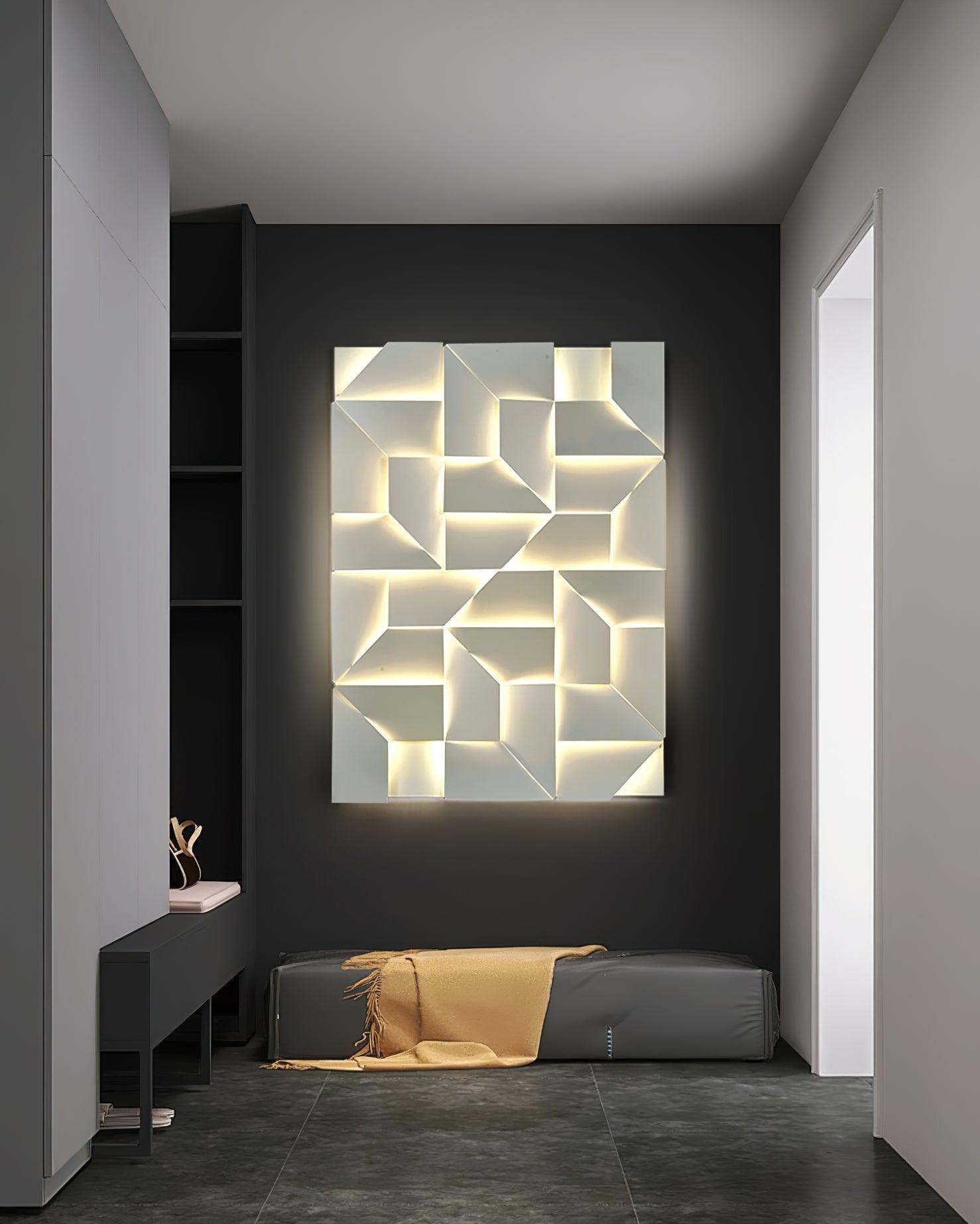 Wall Lamp 3D Geometric Panels Layered Light Art Remote Dimming Modern - Letslighting