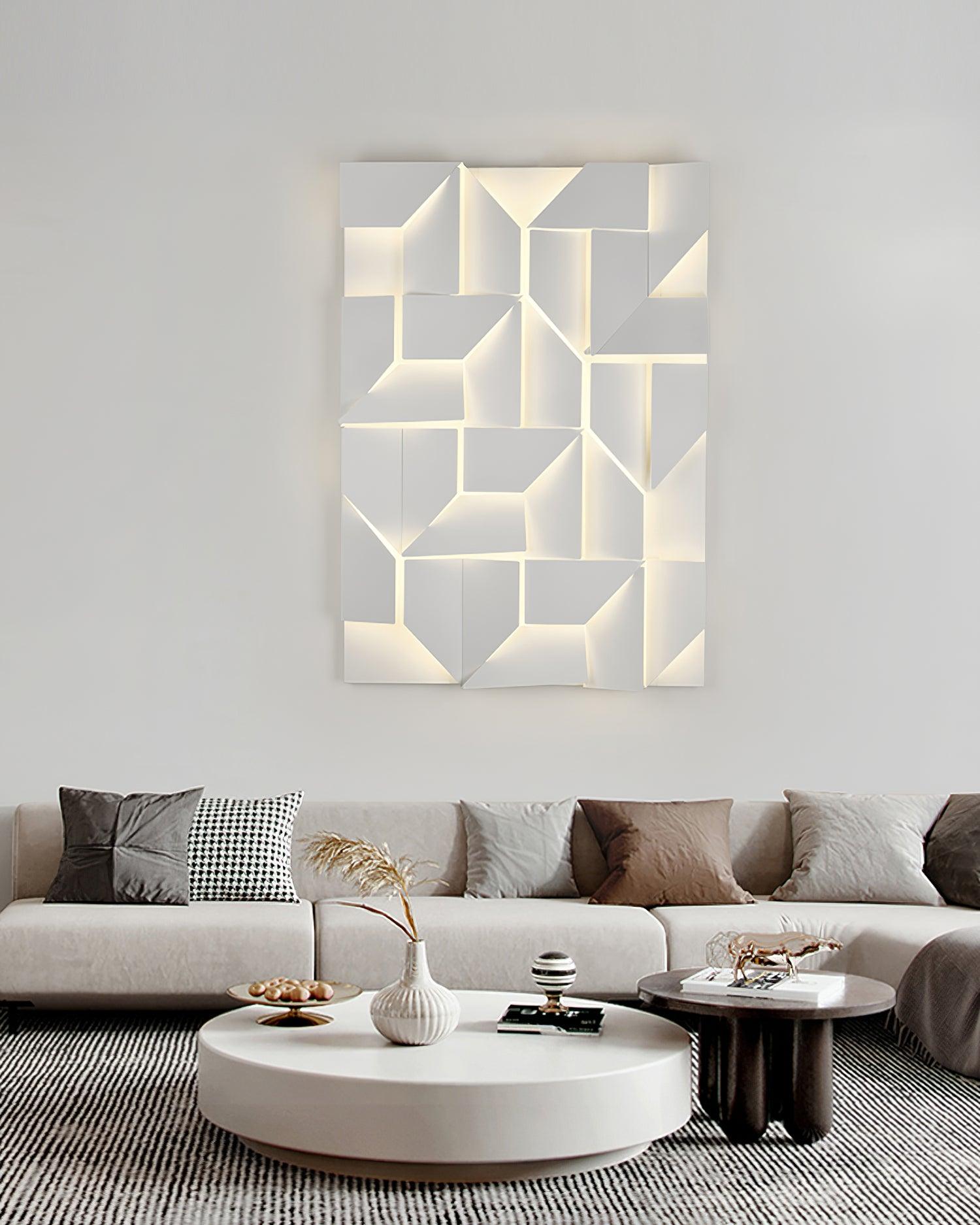 Wall Lamp 3D Geometric Panels Layered Light Art Remote Dimming Modern - Letslighting