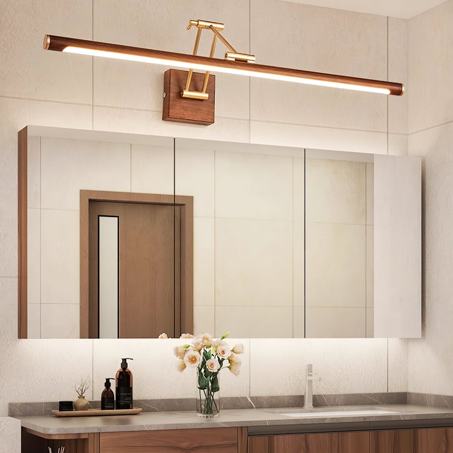 Walnut Color Linear Adjustable Wall Light - Blowlighting