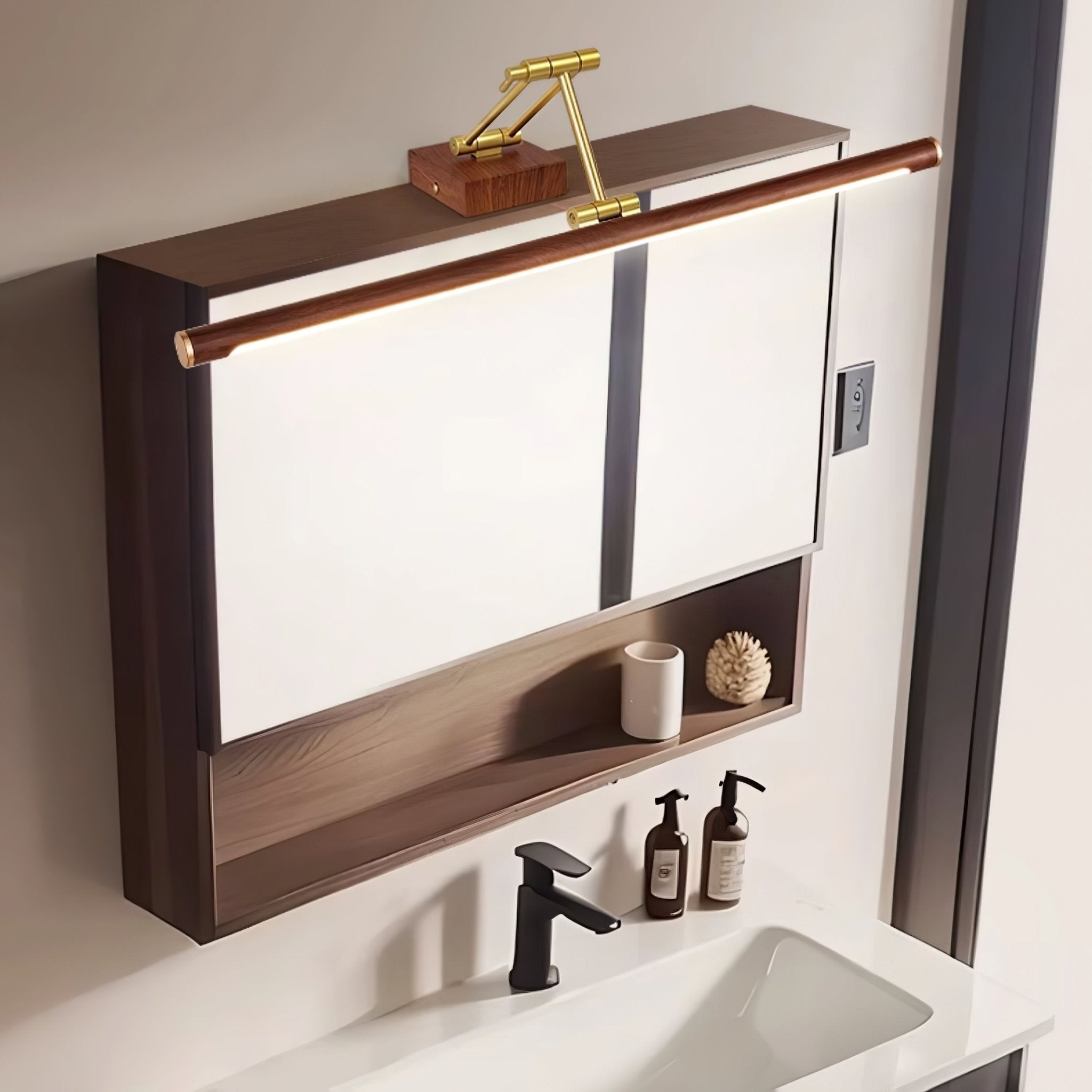 Walnut Color Linear Adjustable Wall Light - Blowlighting