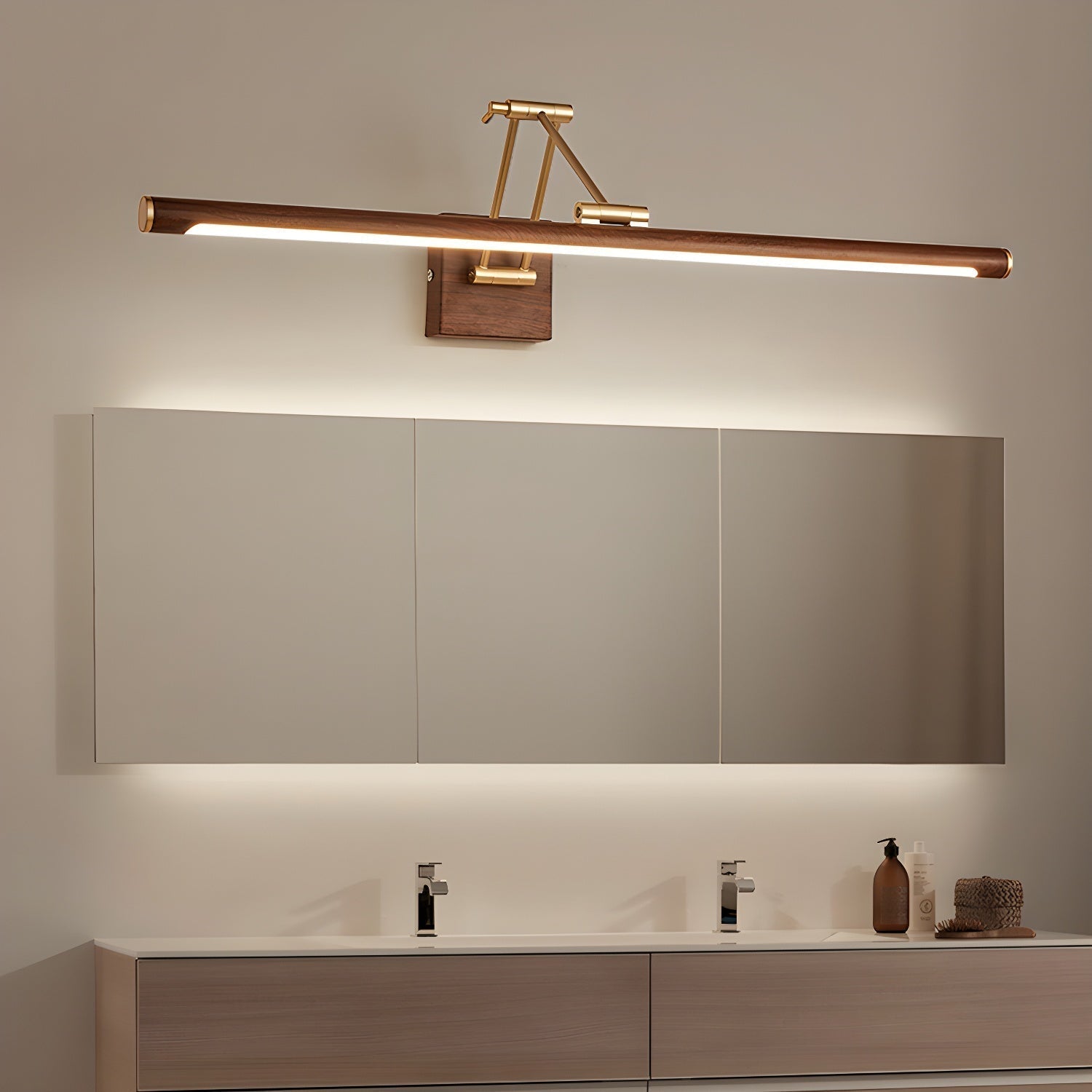 Walnut Color Linear Adjustable Wall Light - Blowlighting