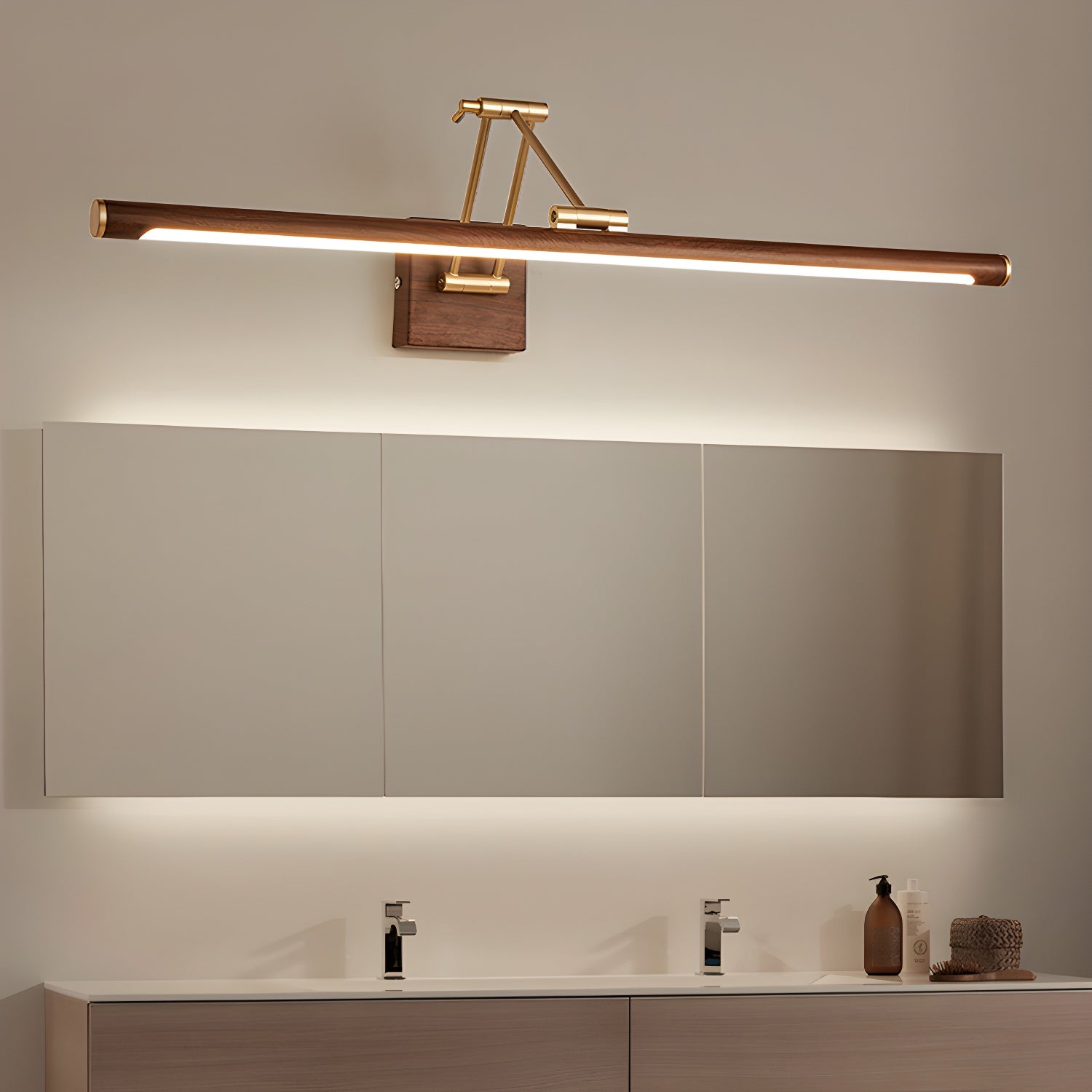 Walnut Color Linear Adjustable Wall Light - Blowlighting