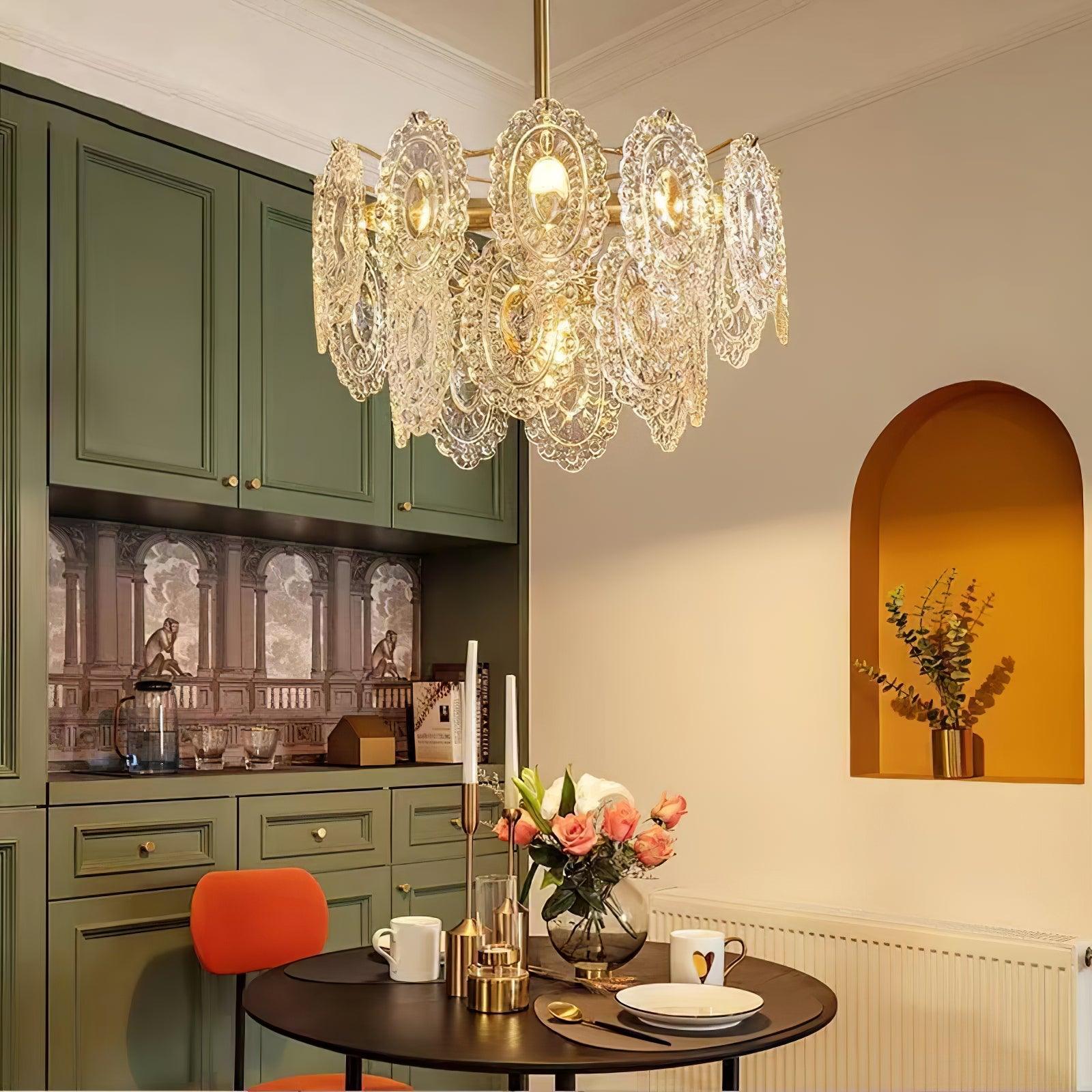 Lustra Chandelier Wave Glass Wrought Iron Elegant - Letslighting