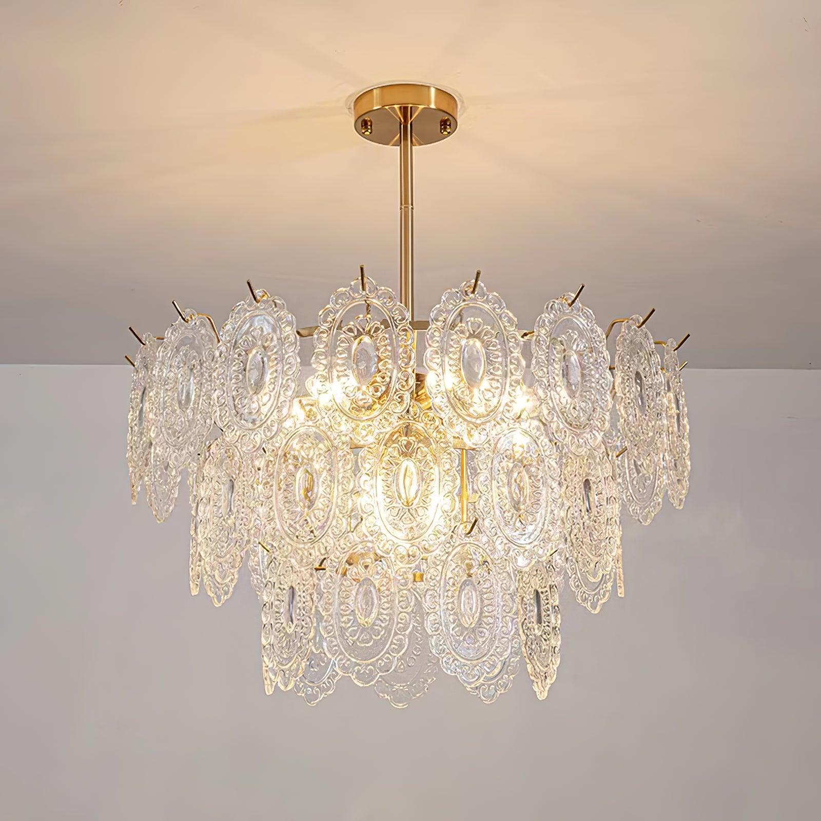 Lustra Chandelier Wave Glass Wrought Iron Elegant - Letslighting