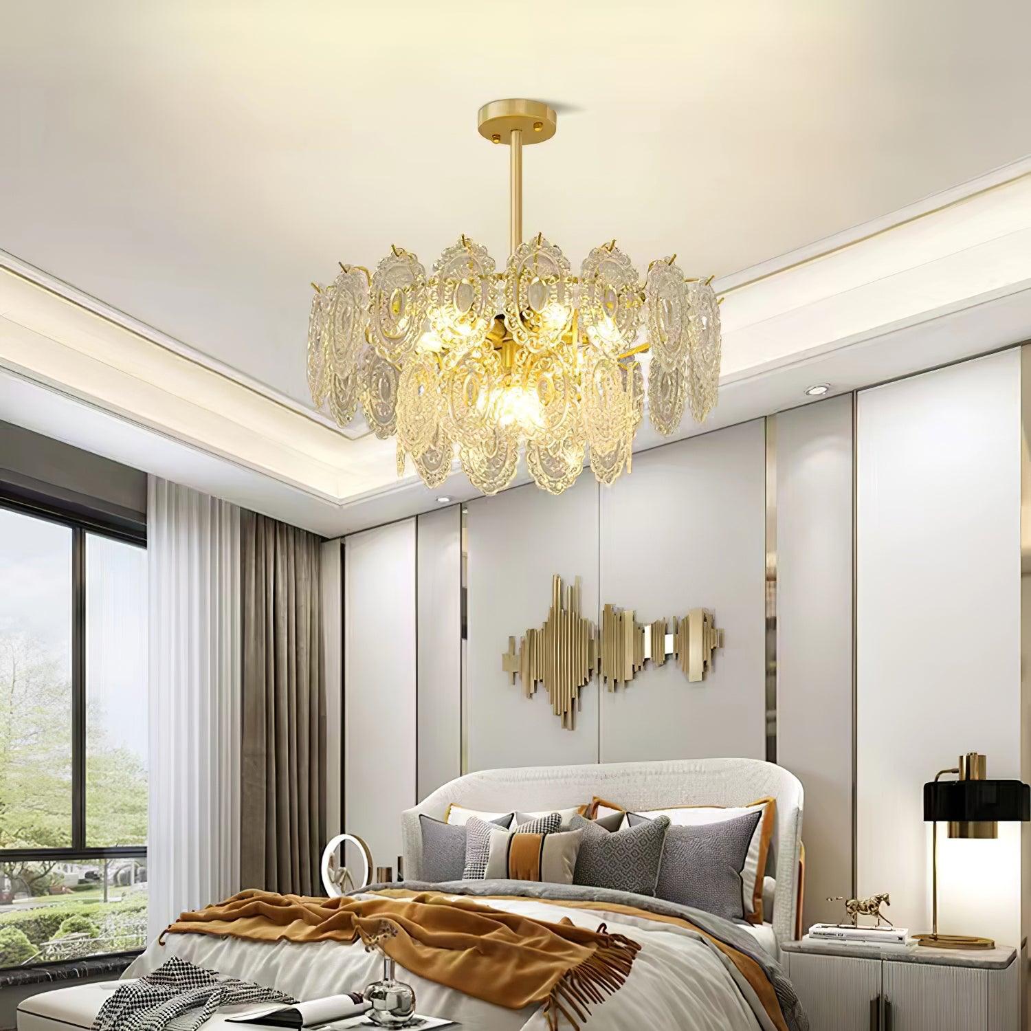 Lustra Chandelier Wave Glass Wrought Iron Elegant - Letslighting