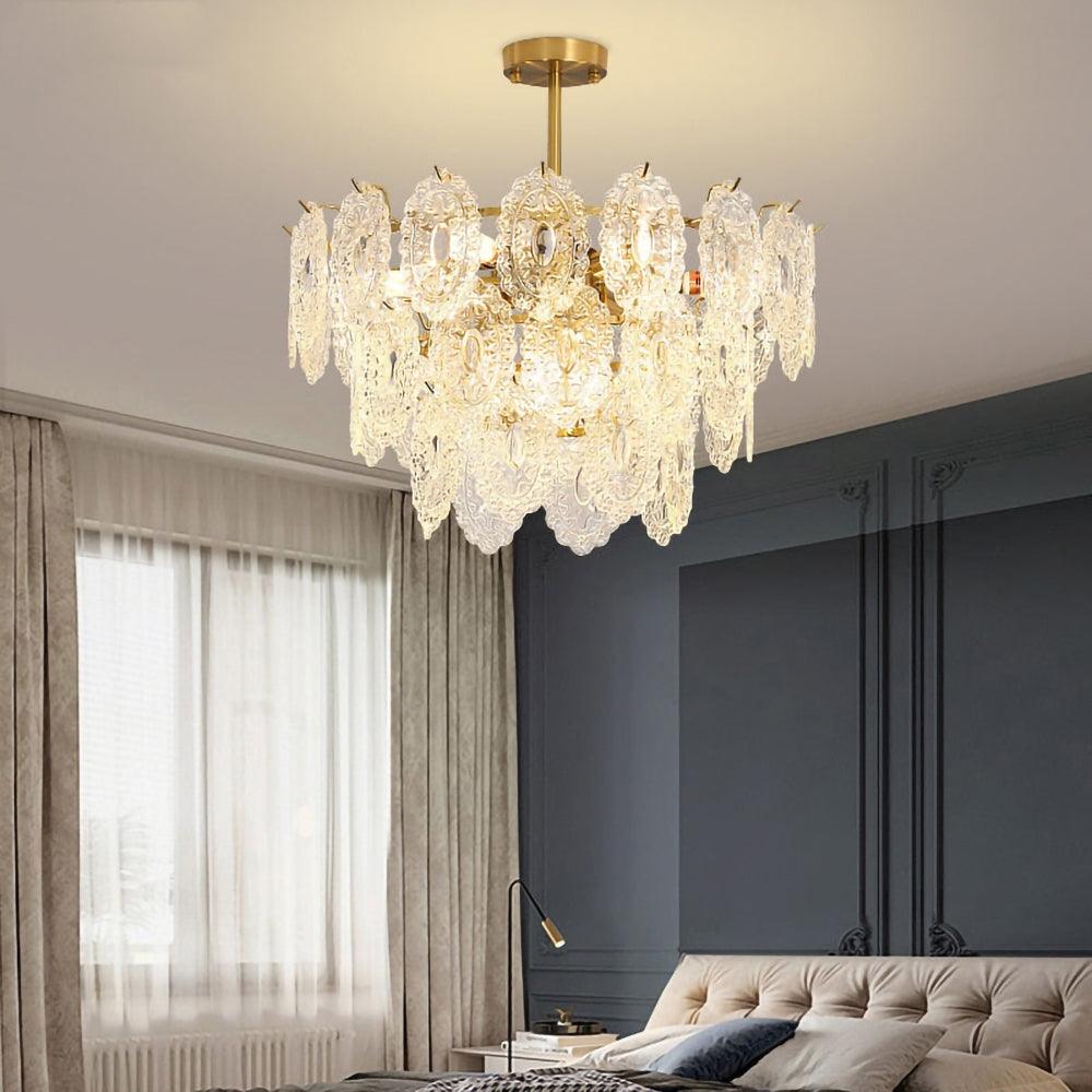 Lustra Chandelier Wave Glass Wrought Iron Elegant - Letslighting