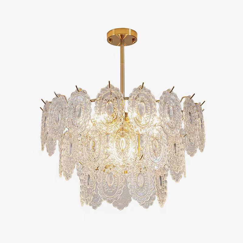 Lustra Chandelier Wave Glass Wrought Iron Elegant - Letslighting