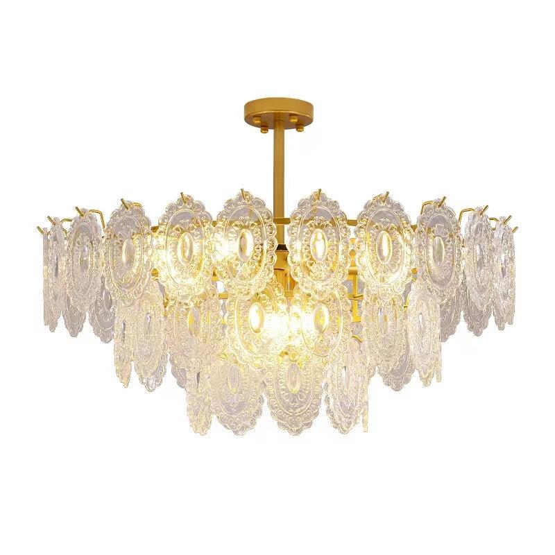 Lustra Chandelier Wave Glass Wrought Iron Elegant - Letslighting