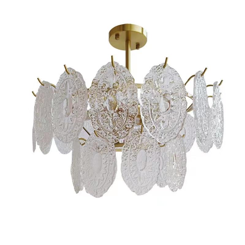 Lustra Chandelier Wave Glass Wrought Iron Elegant - Letslighting